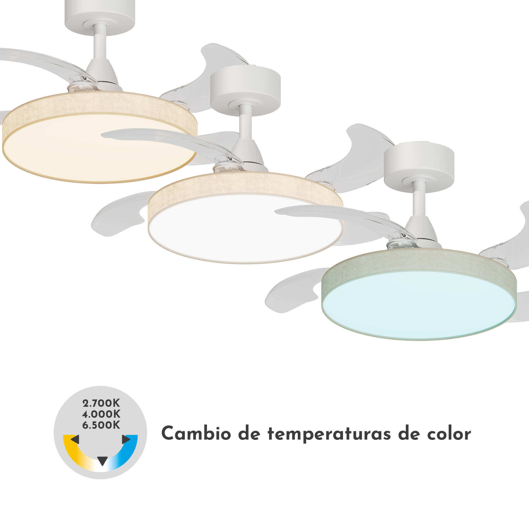Ventilador de techo con luz silencioso DC 24W con mando ø91 cm Beatriz ARTE CONFORT blanco luz CCT 4 aspas retráctiles tipo lámpara| 6 velocidades| modo verano/invierno| temporizador| brisa| recomendado para <13m² - 5