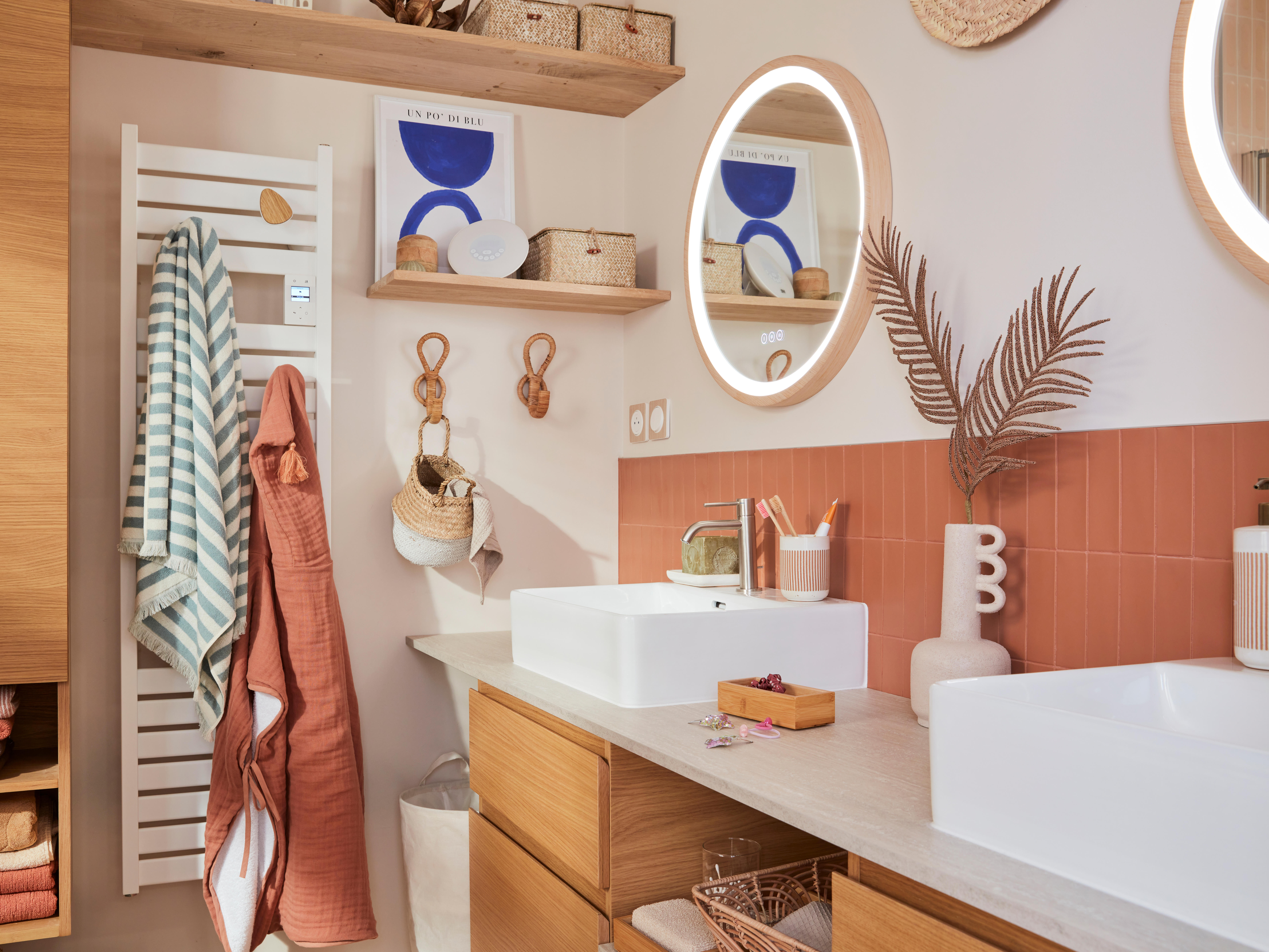 Patère galet pour sèche-serviettes, bois blanc - 3