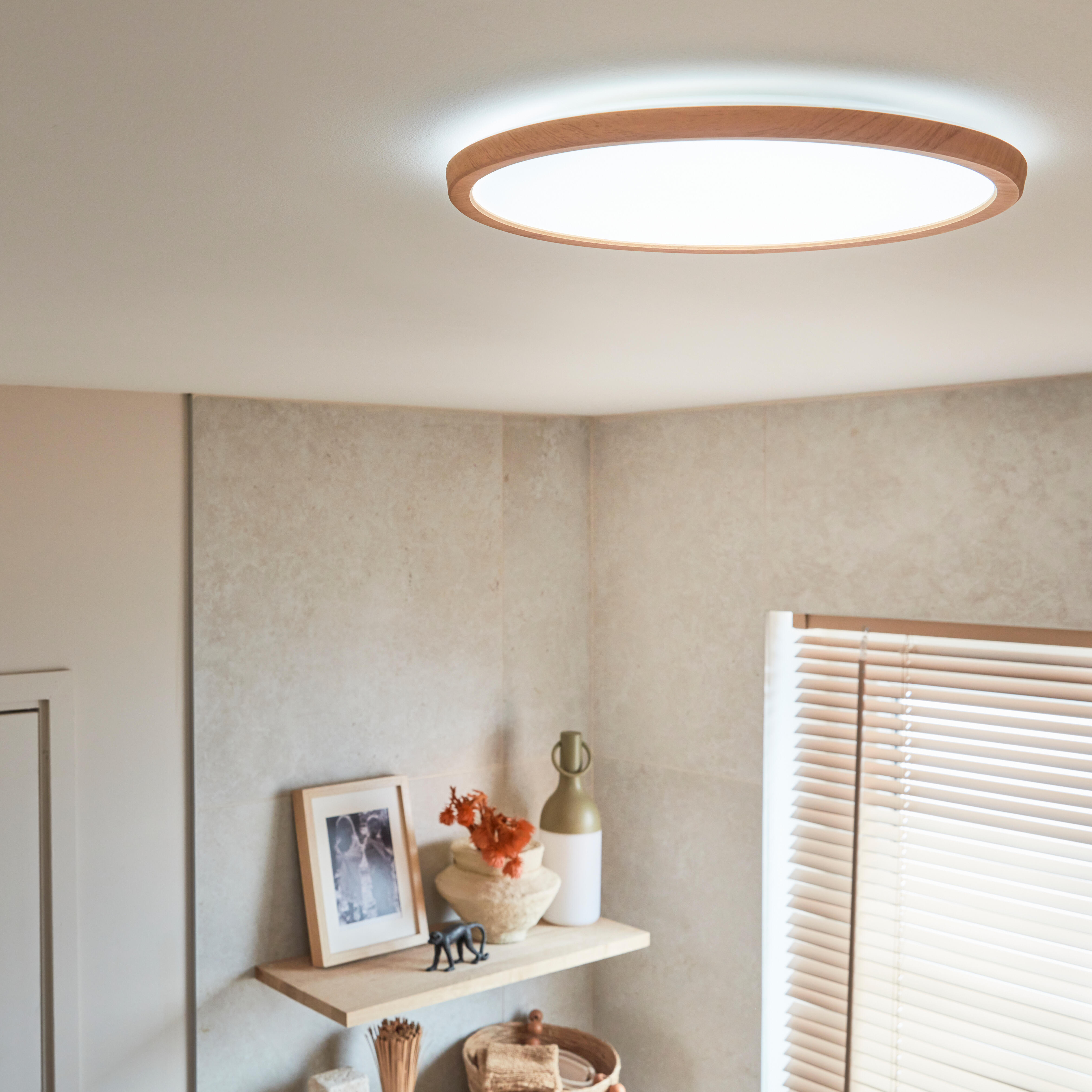 Plafonnier LED salle de bain Lano, D.29.4 cm 1700 lm blanc neutre, bois Inspire - 3