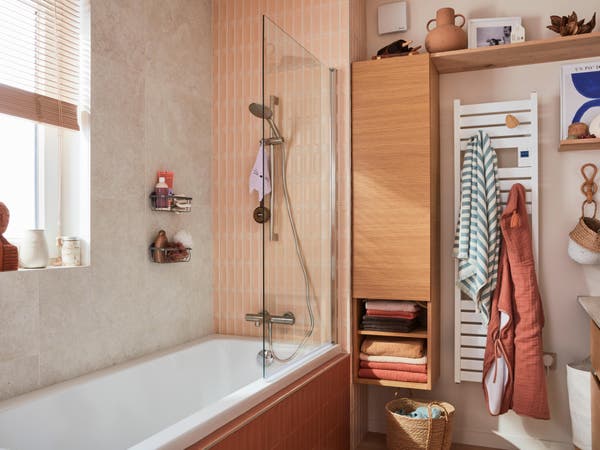 mampara de bañera transparente