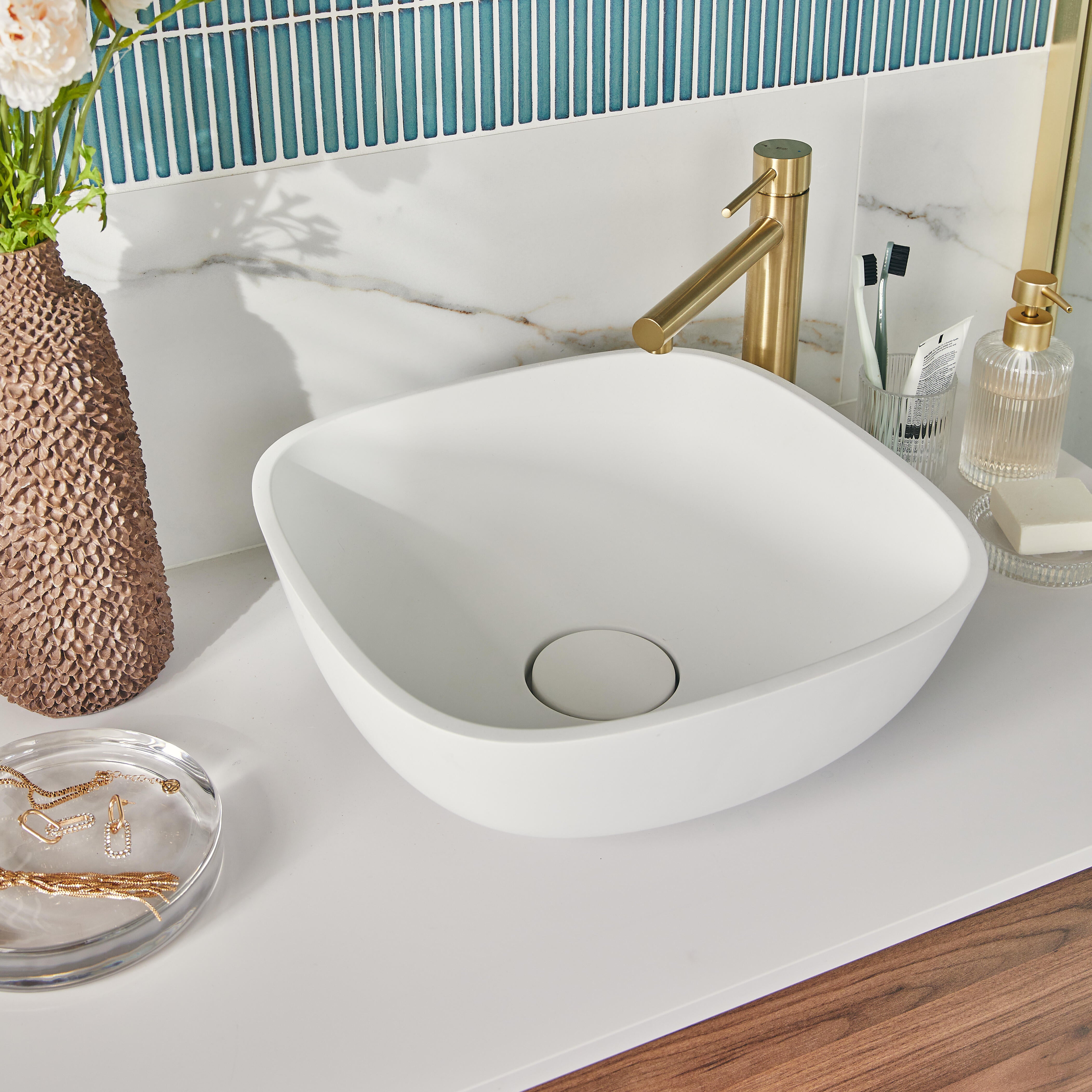 Mitigeur de lavabo or brossé XL, Envol, ESSEBAGNO | Leroy Merlin