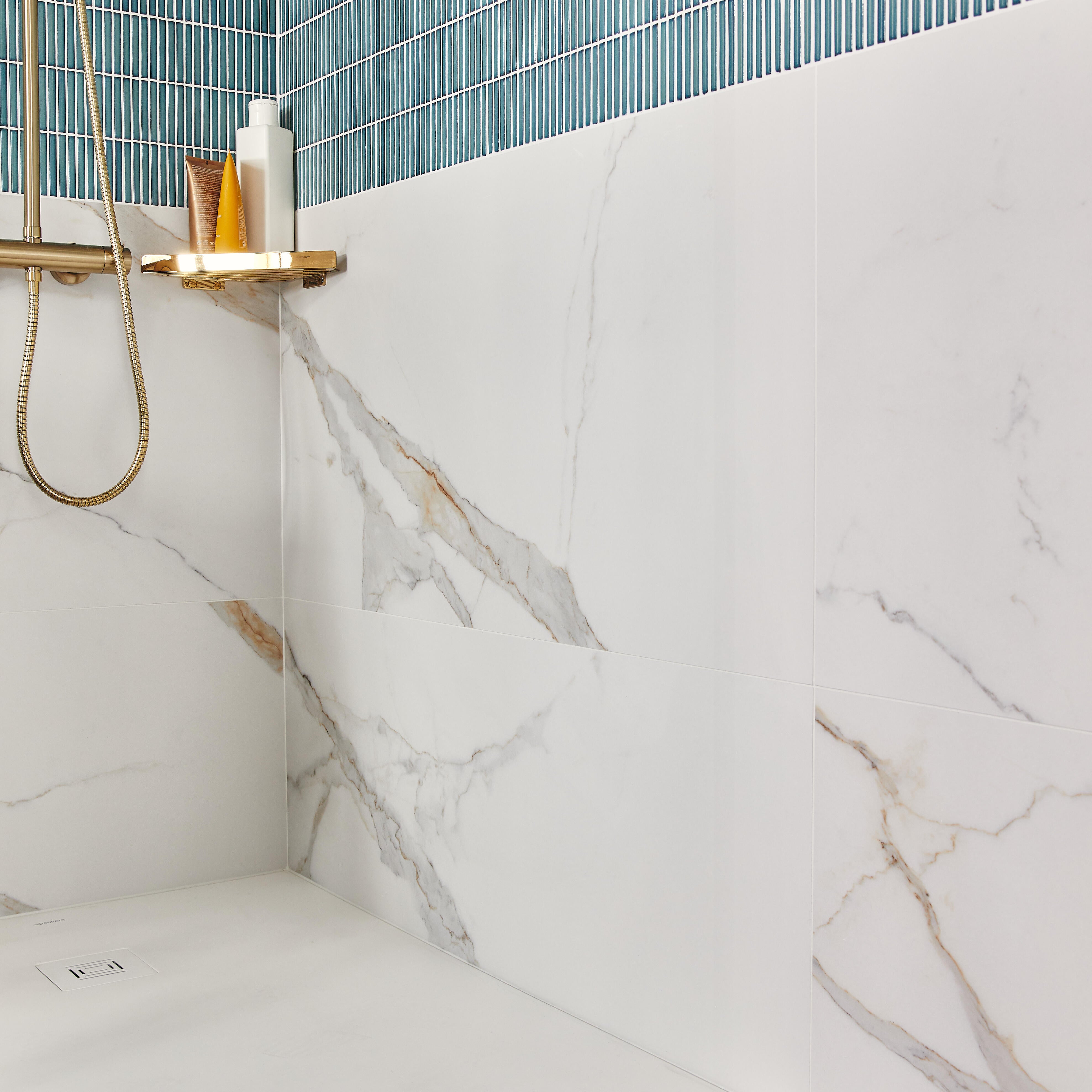 Carrelage sol intérieur / mur intérieur effet marbre oro satin Murano l.60 x L.1 - 2