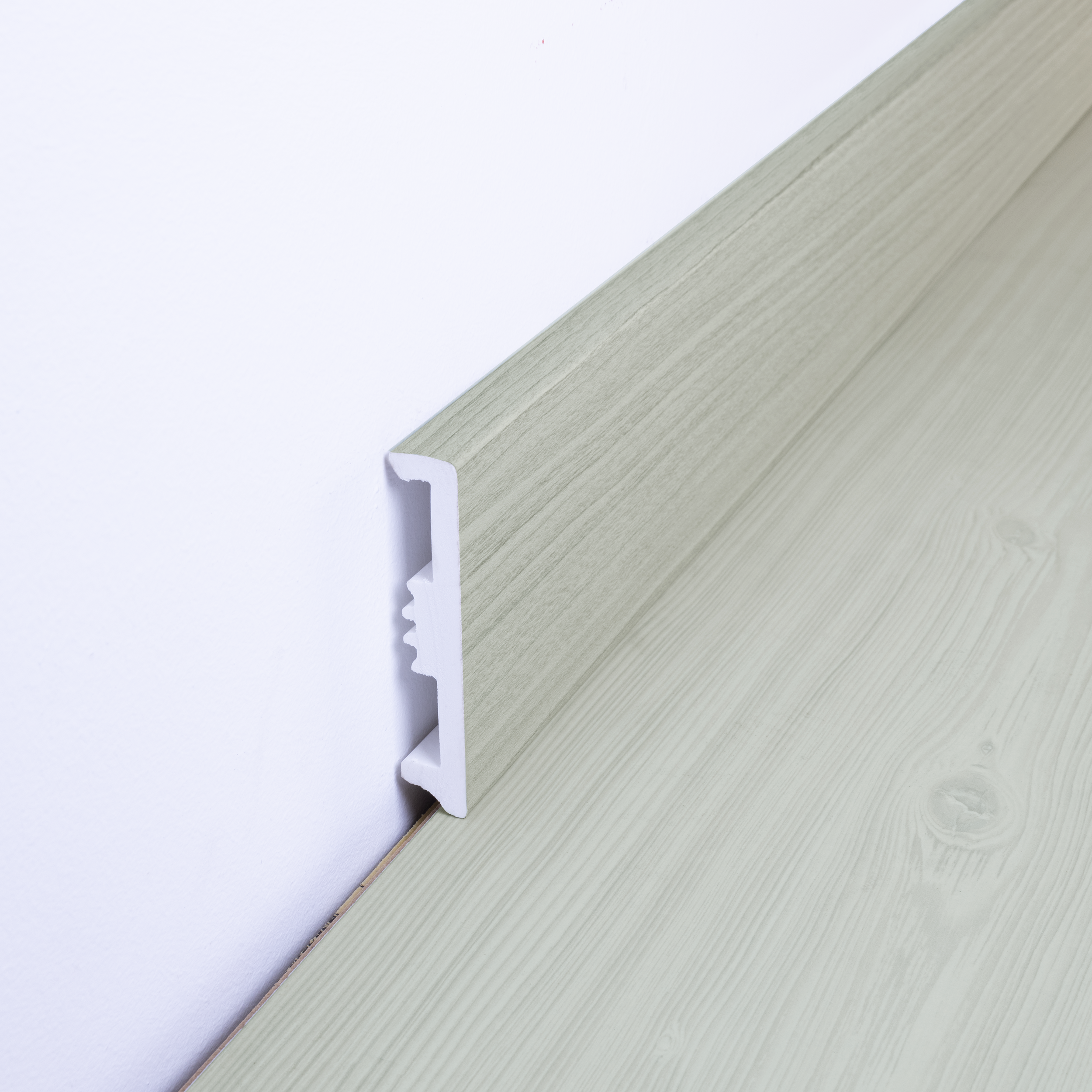 Battiscopa con passacavo STIQ XL 810 WOOD DECOR 010 ARTENS in polistirene beige Sp 15 mm x H 8 x L 240 cm / 2.4 m - 3