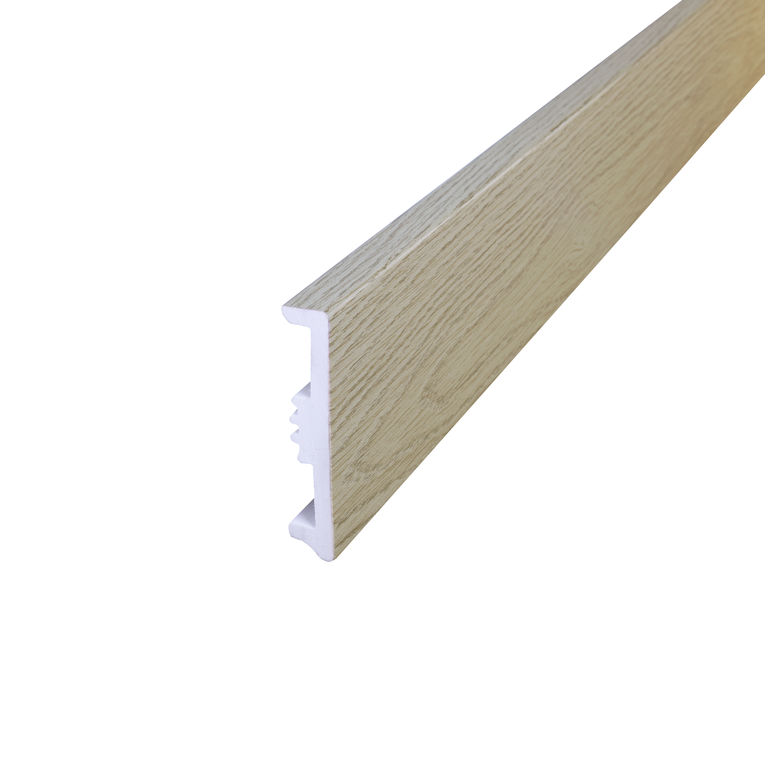 Battiscopa con passacavo STIQ XL 810 WOOD DECOR 035 ARTENS in polistirene beige Sp 15 mm x H 8 x L 240 cm / 2.4 m - 4