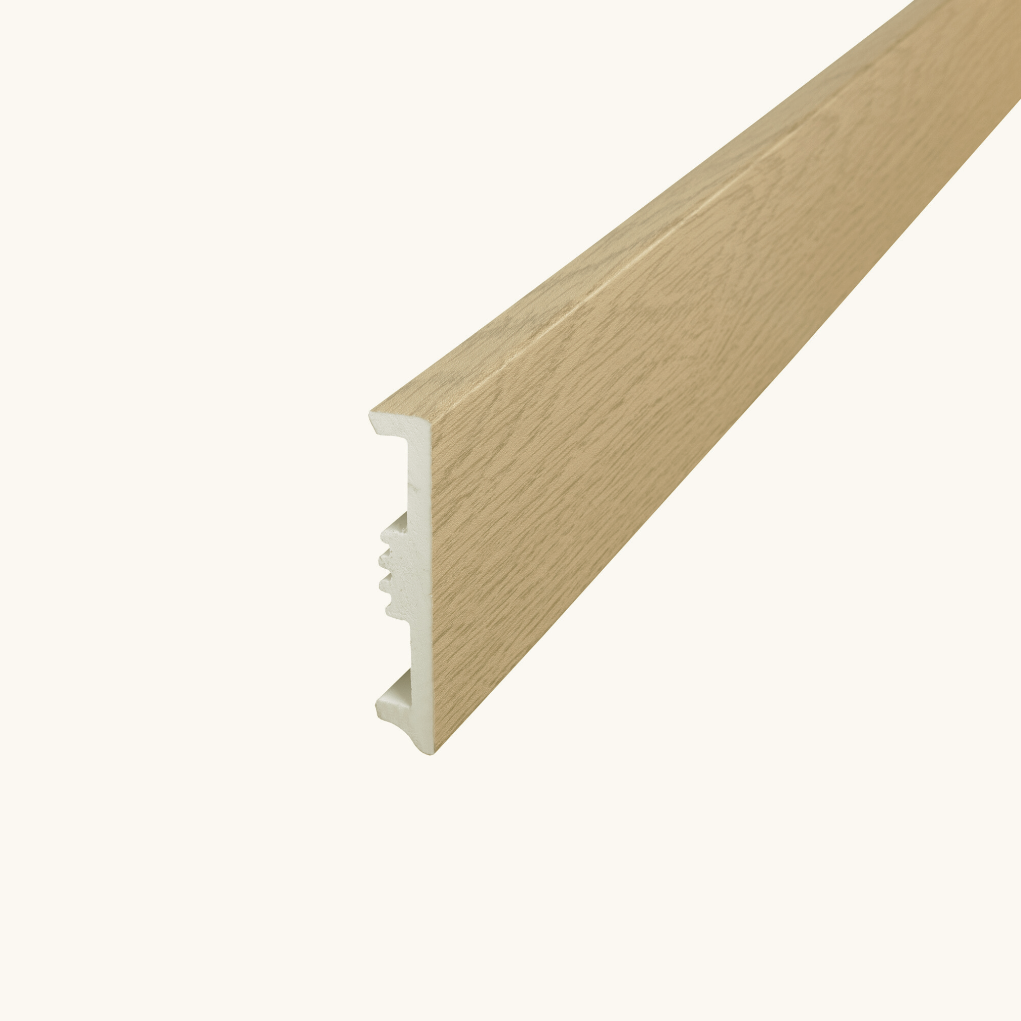 Battiscopa con passacavo STIQ XL 810 WOOD DECOR 060 ARTENS in polistirene beige Sp 15 mm x H 8 x L 240 cm / 2.4 m - 4