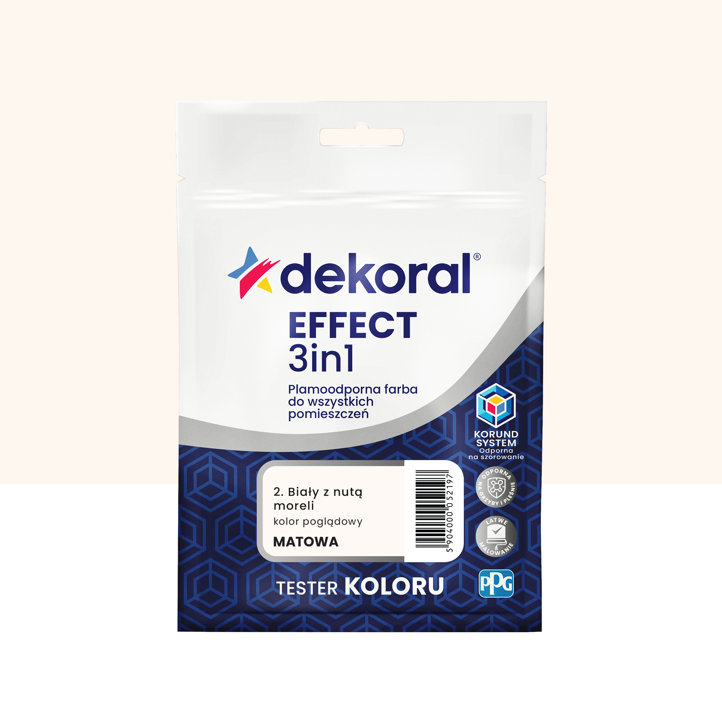 Tester farby Dekoral Effect 3w1 Biały z nutą moreli 40 ml
