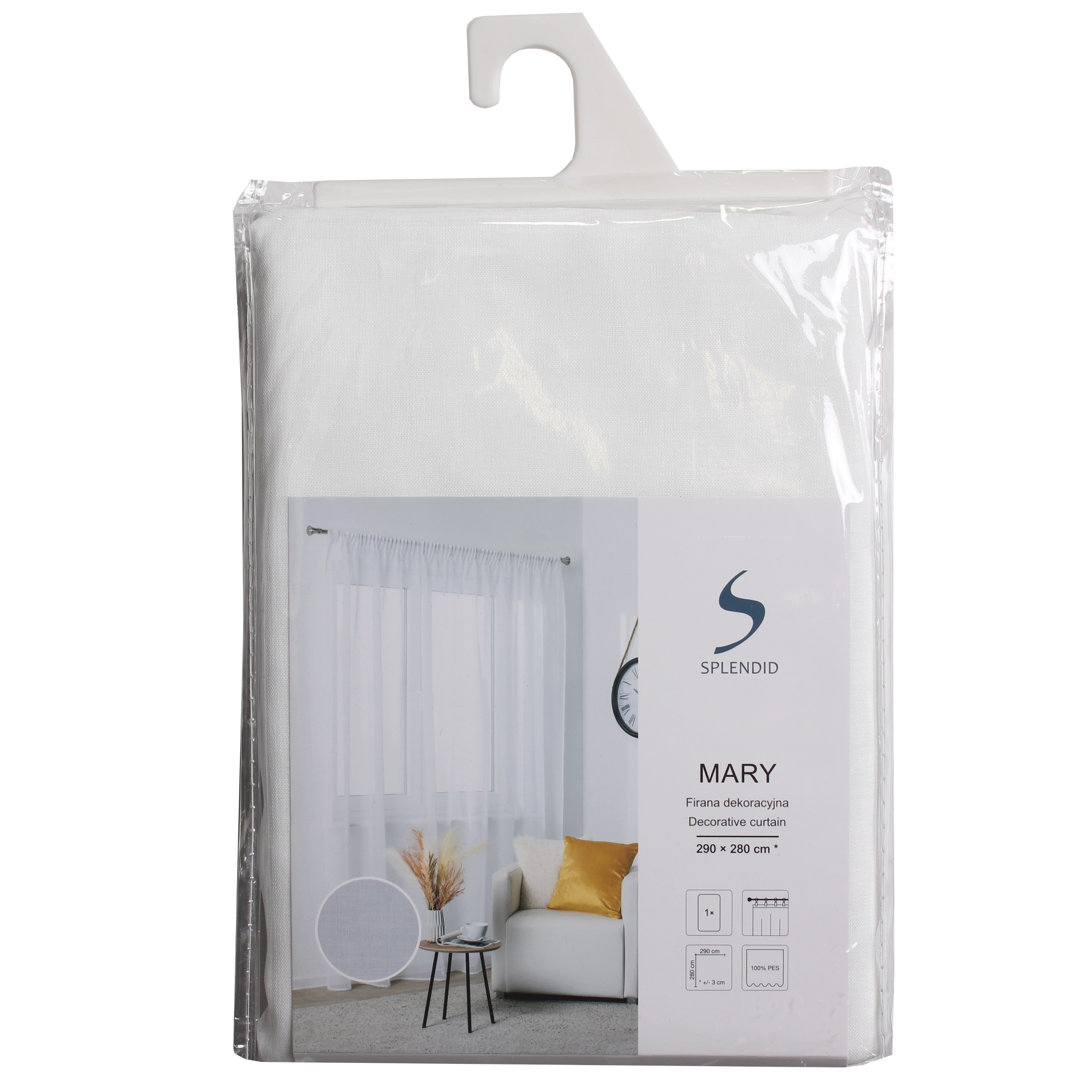 Firana na taśmie Mary 290 x 280 cm biała - 6