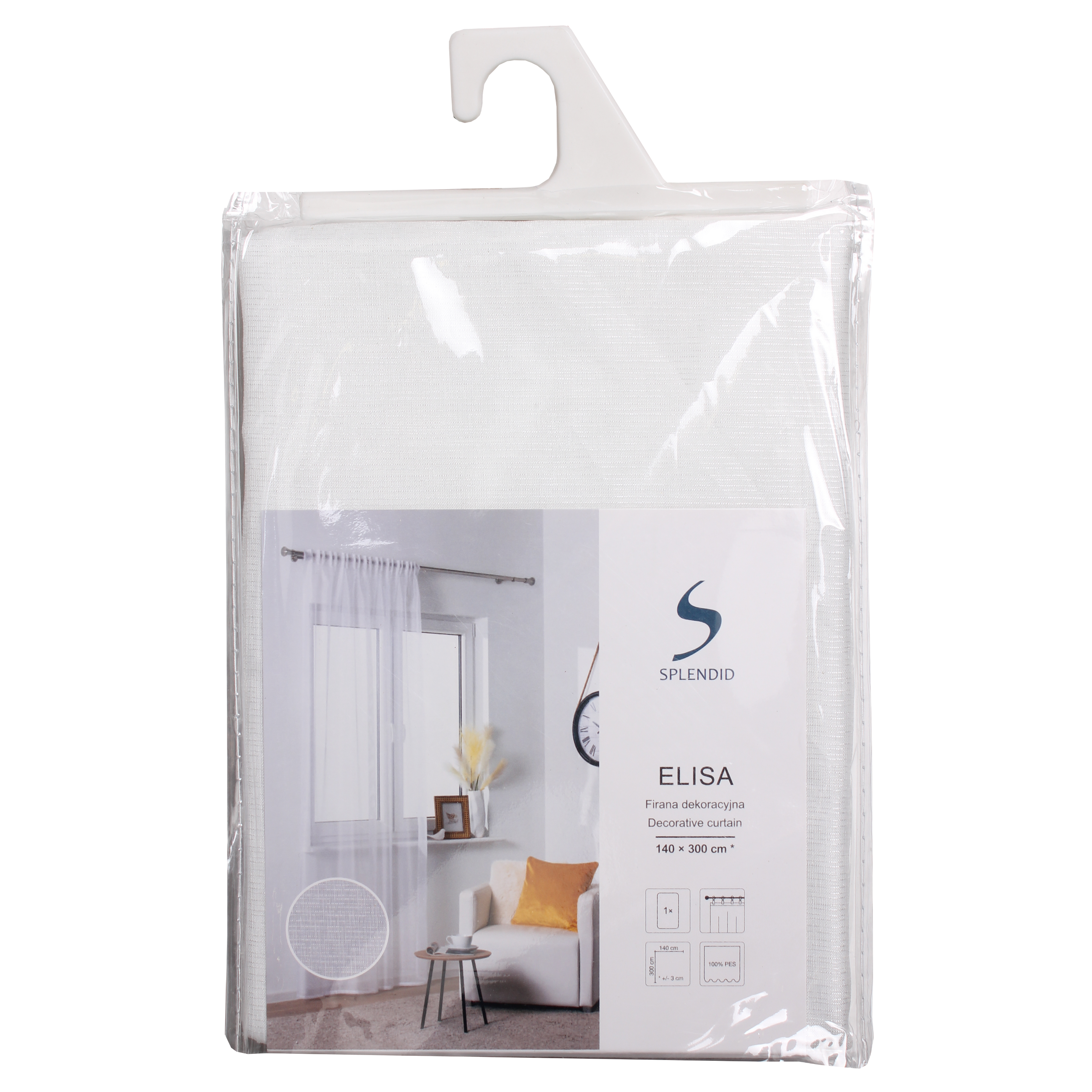 Firana na taśmie Elisa 140 x 300 cm biała - 5
