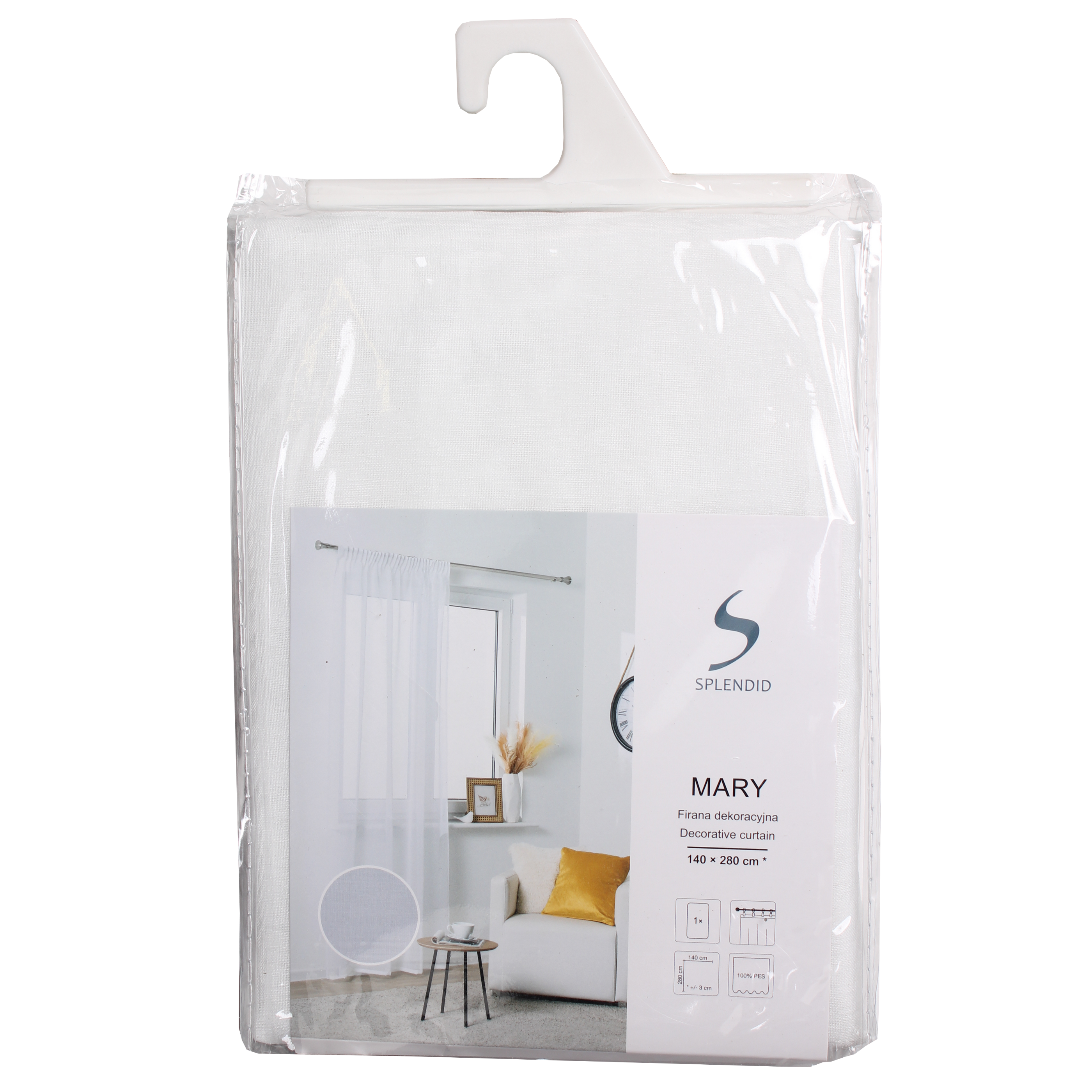 Firana na taśmie Mary 140 x 280 cm biała - 6