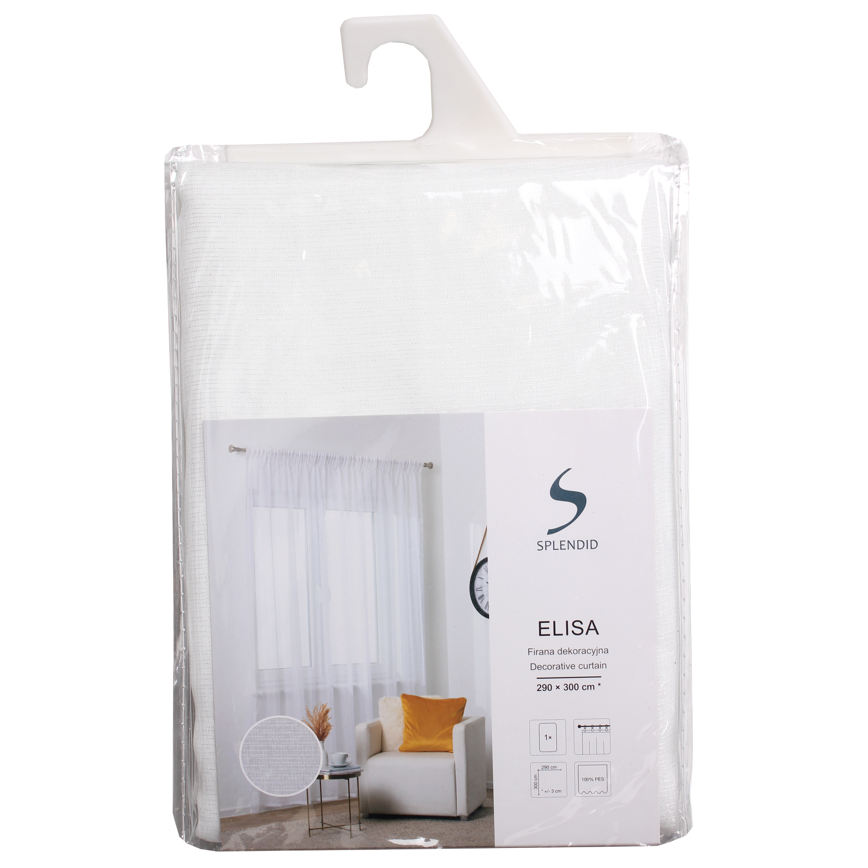 Firana na taśmie Elisa 290 x 300 cm biała - 5