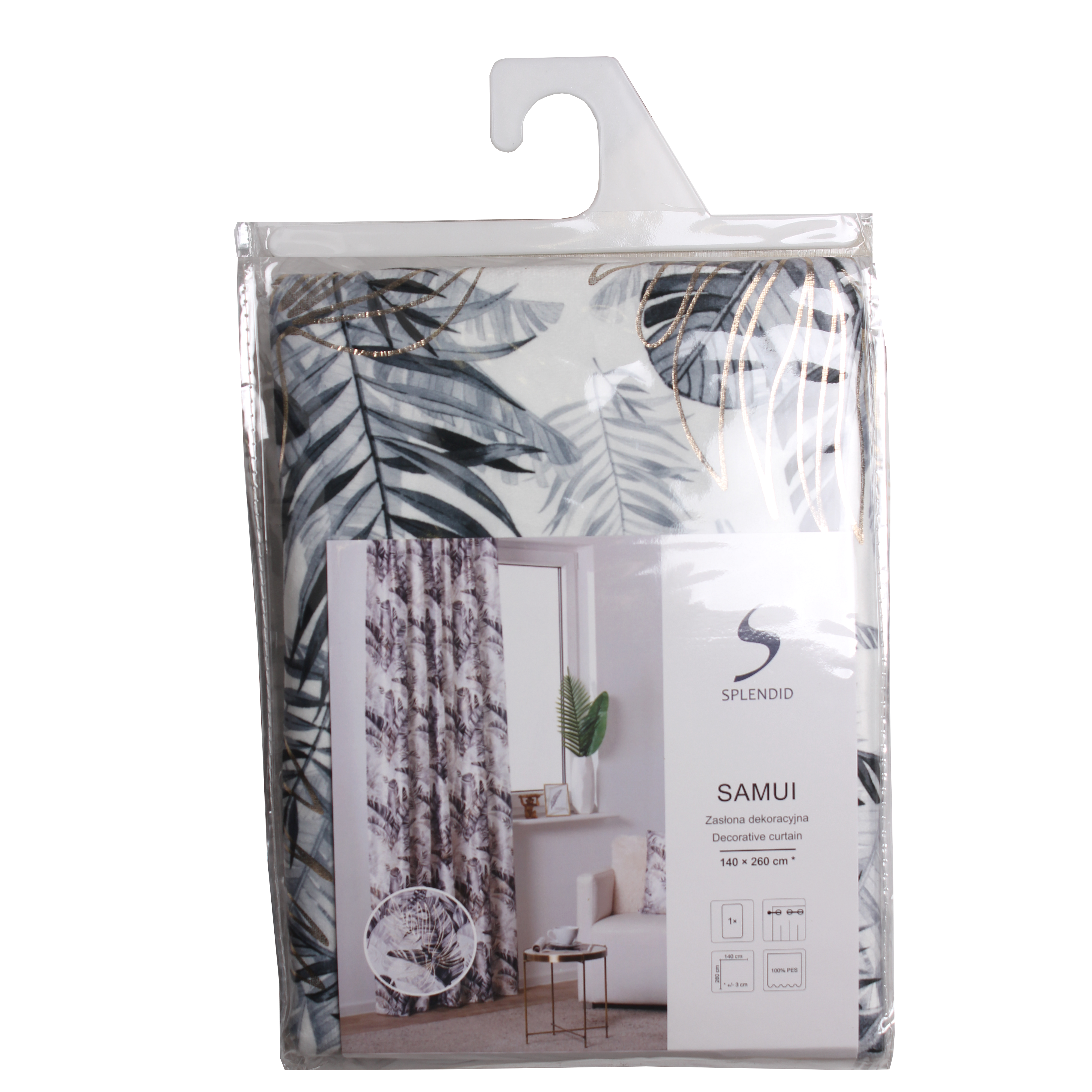Zasłona Samui Liście szaro-srebrna 140 x 260 cm - 5
