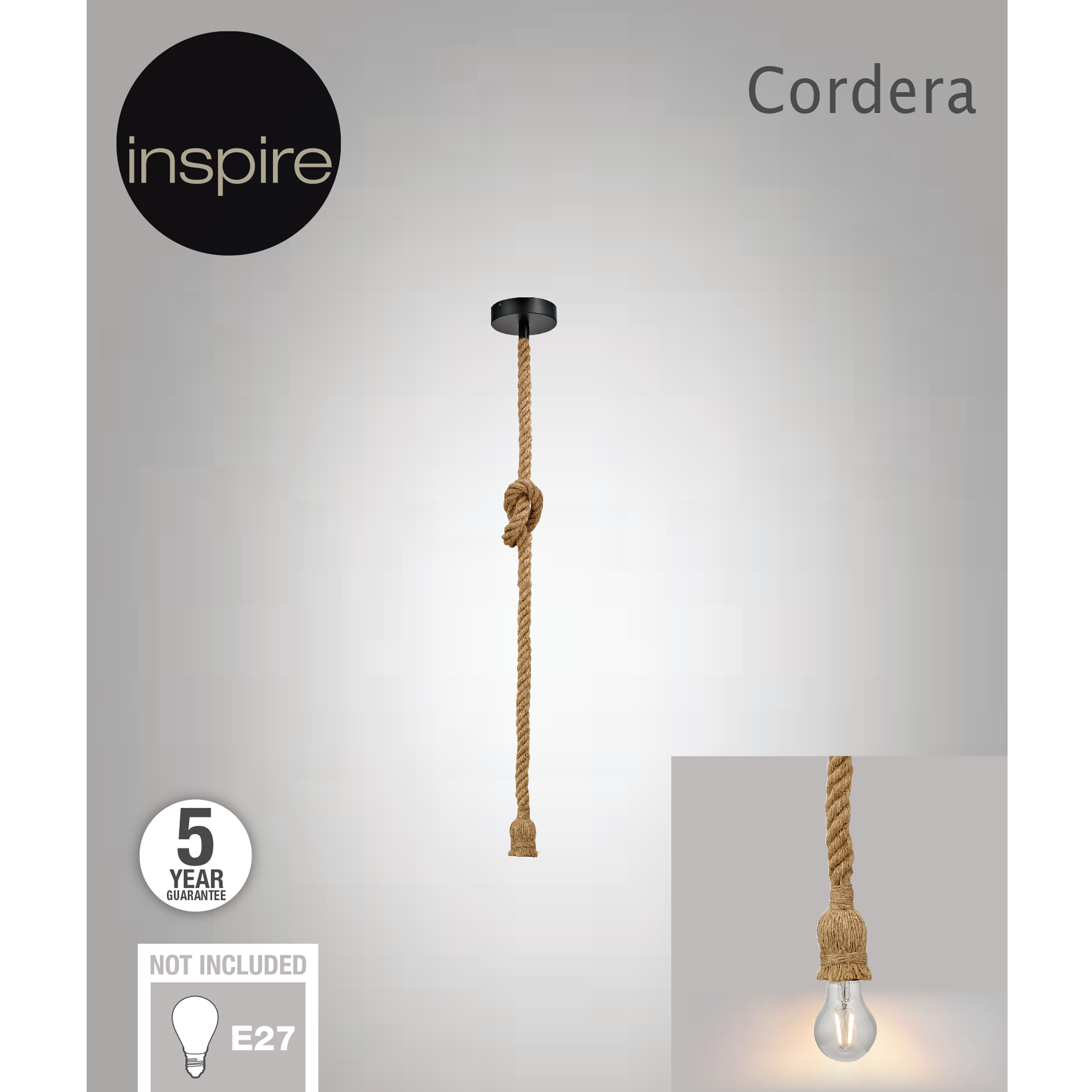 Lampa wisząca Cordera brązowa E27 Inspire - 11