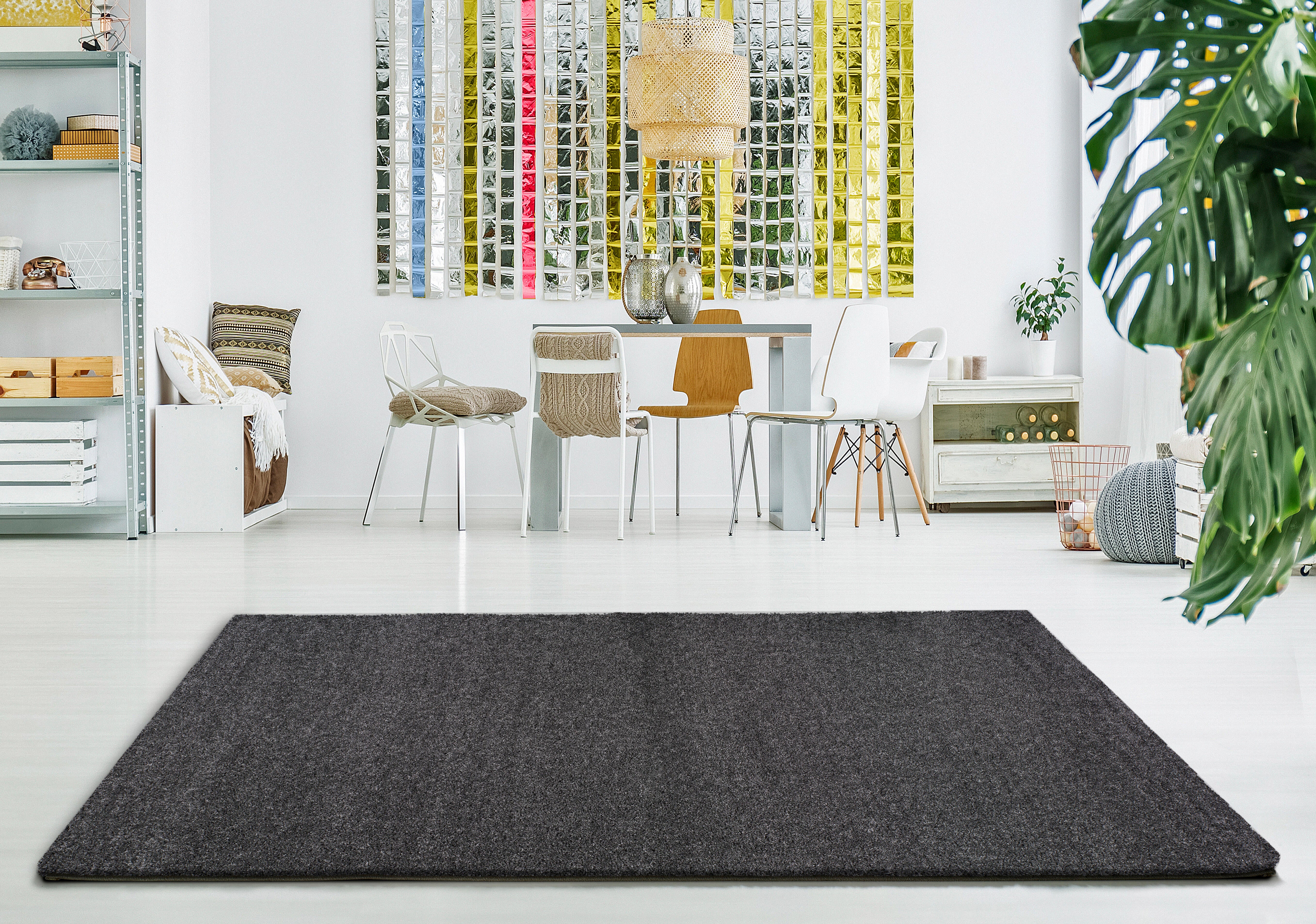 Alfombra polipropileno Shaggy Norge 160x230cm pelo largo  liso gris antracita - 2