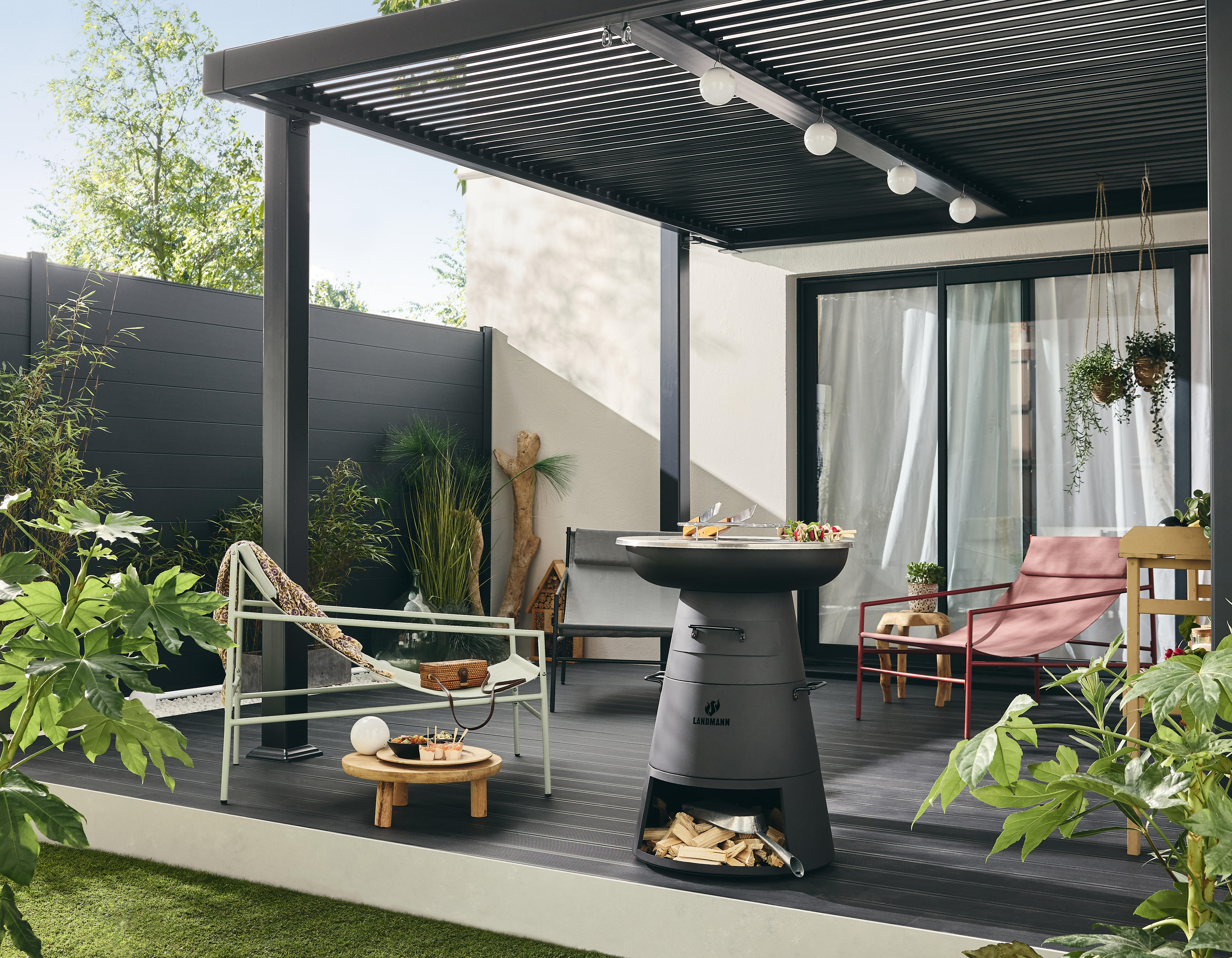 Pergola bioclimatique autoportante NATERIAL Odyssea alu gris anthracite, 11.52 m² - 7