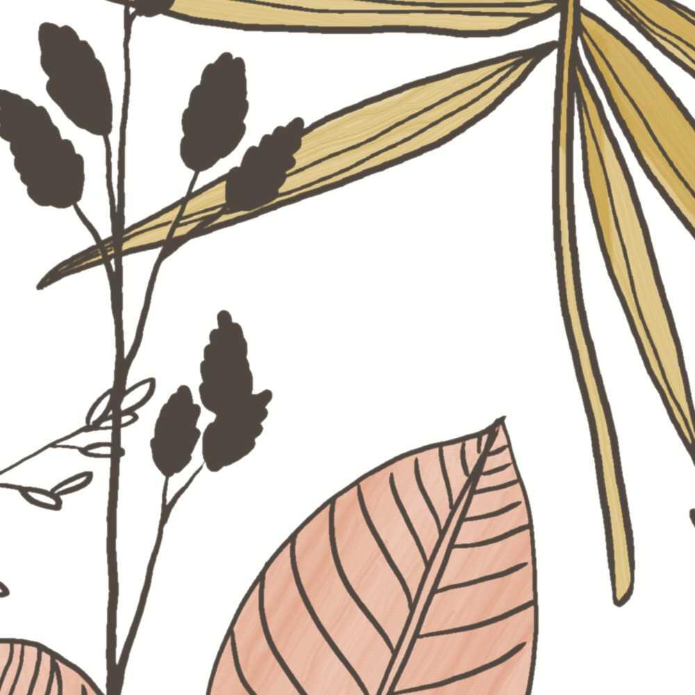 Papier peint intissé Graminé jaune, orange et rose - 3