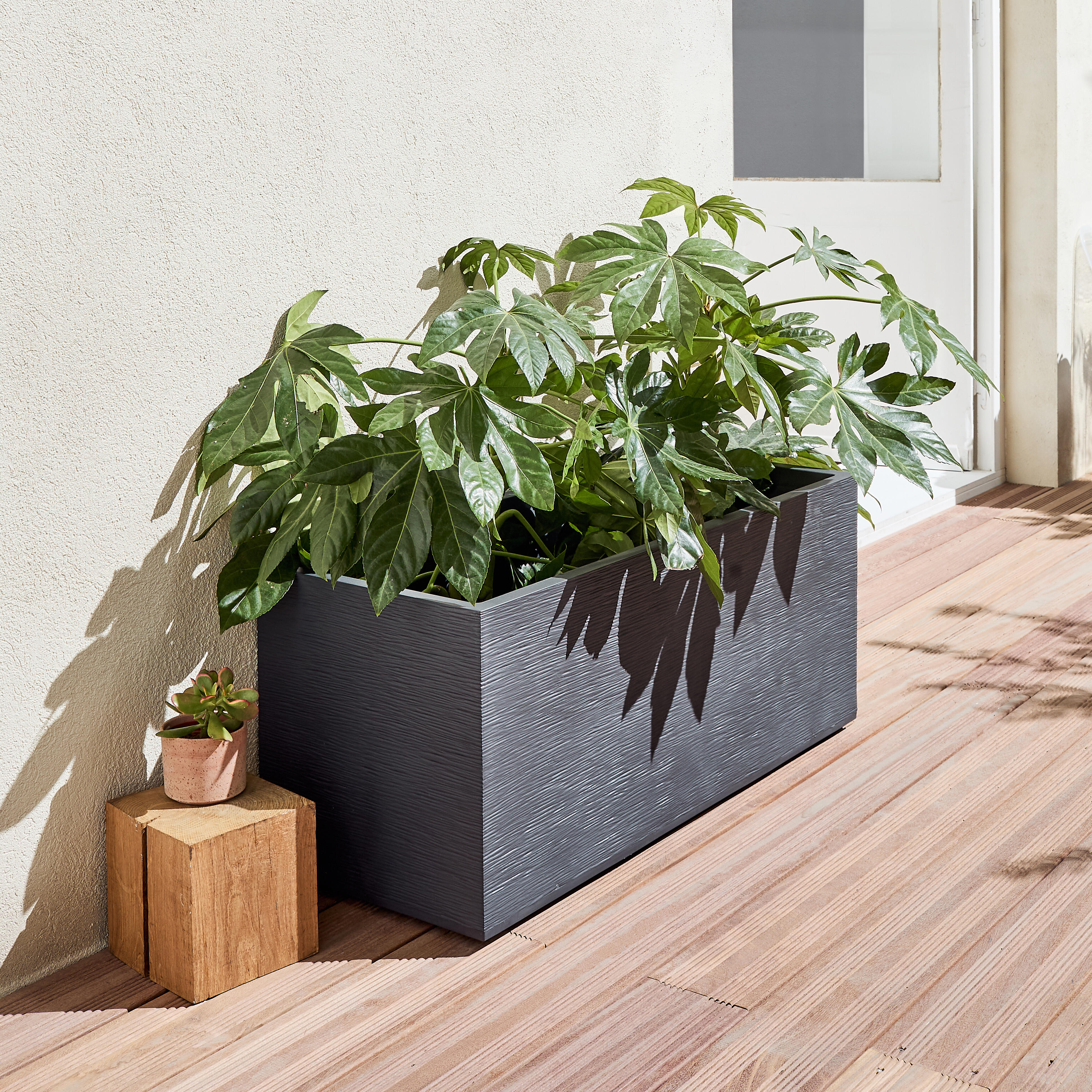 Jardinière plastique EDA L.99.5 x l.39 x H.43 cm anthracite - 2