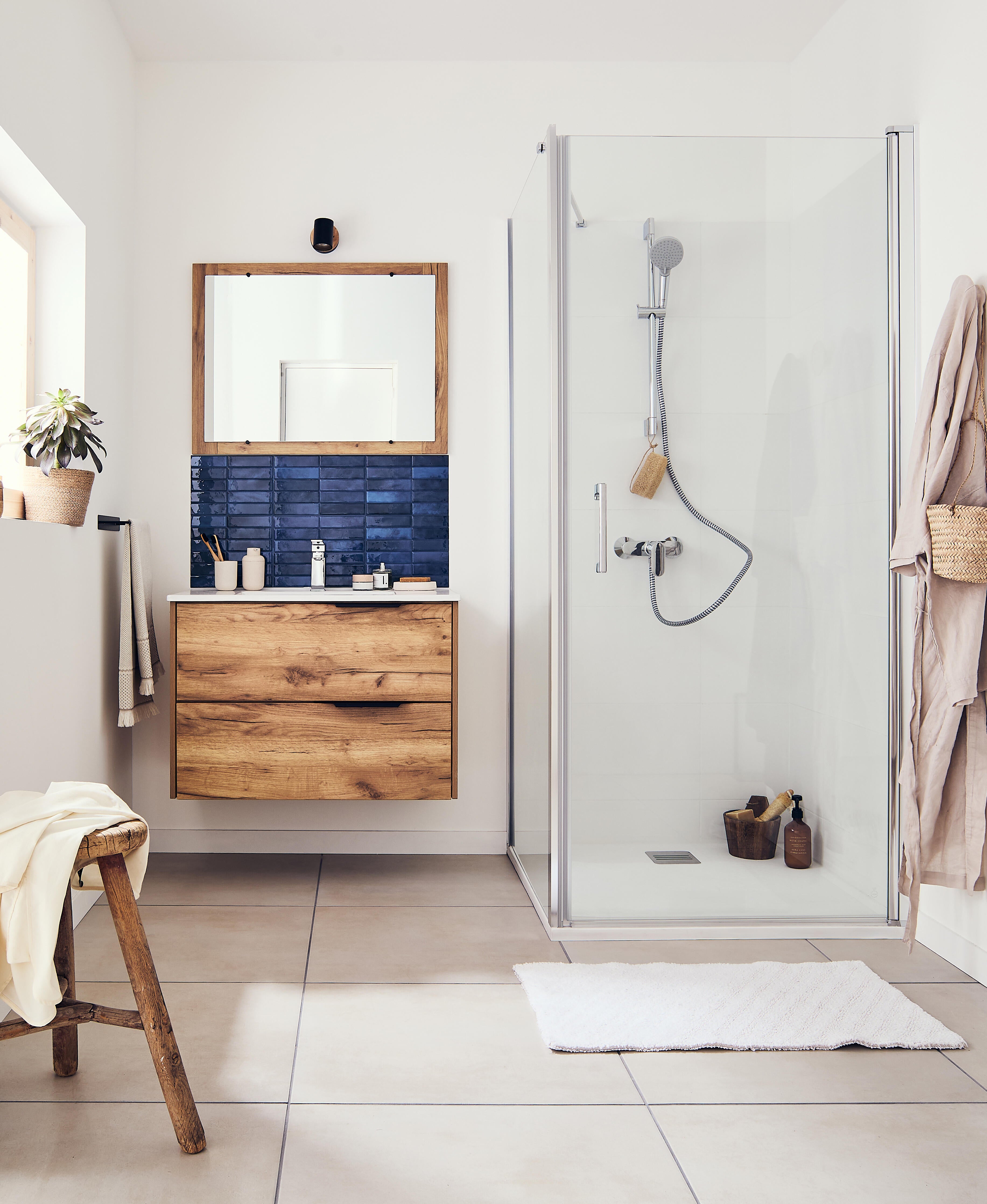 Receveur de douche extraplat, résine, blanc L.90 x l.90 cm, Remix light - 5