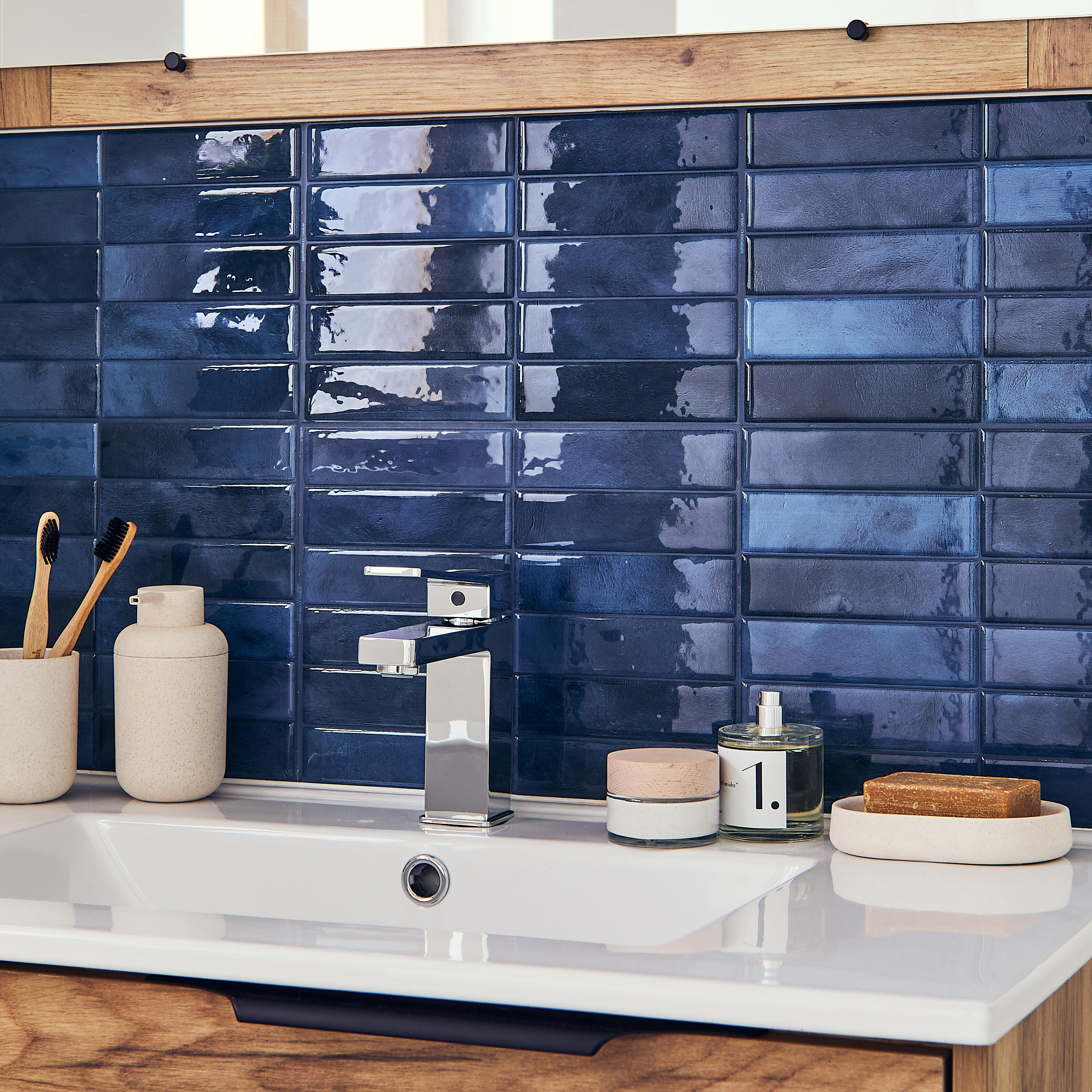 Pegatina mosaico azul smart tiles morocco agadir de 22x22cm