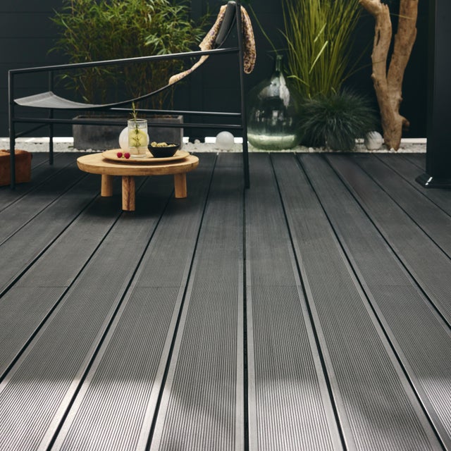 Planche composite NINA, anthracite, L.240 x l.14.3 cm x Ep.2,2 cm