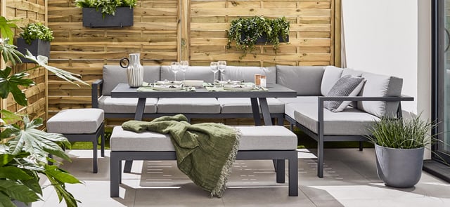 Salon d'angle en aluminium anthracite 10 personnes Naxos II NATERIAL