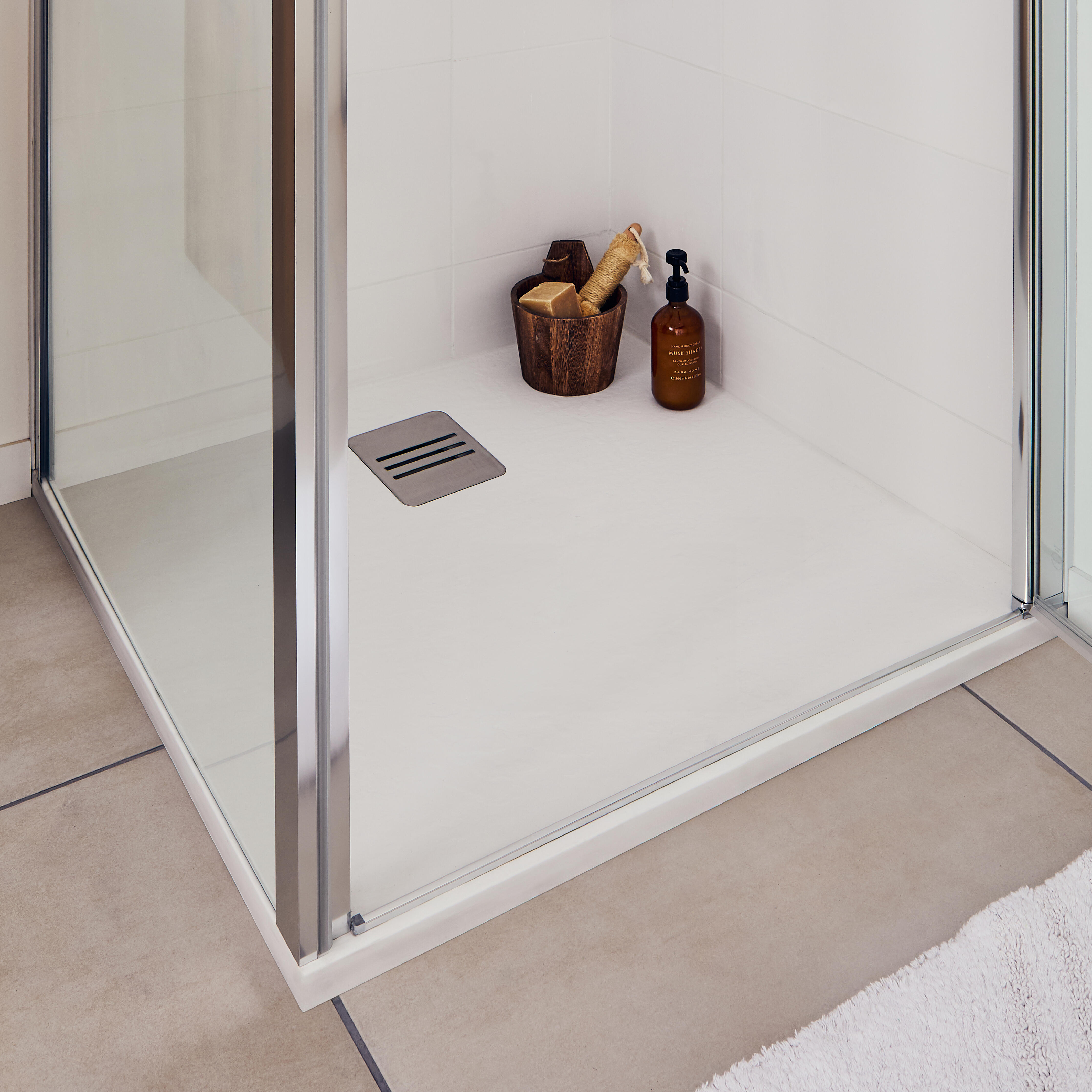 Receveur de douche extraplat, résine, blanc L.90 x l.90 cm, Remix light - 2