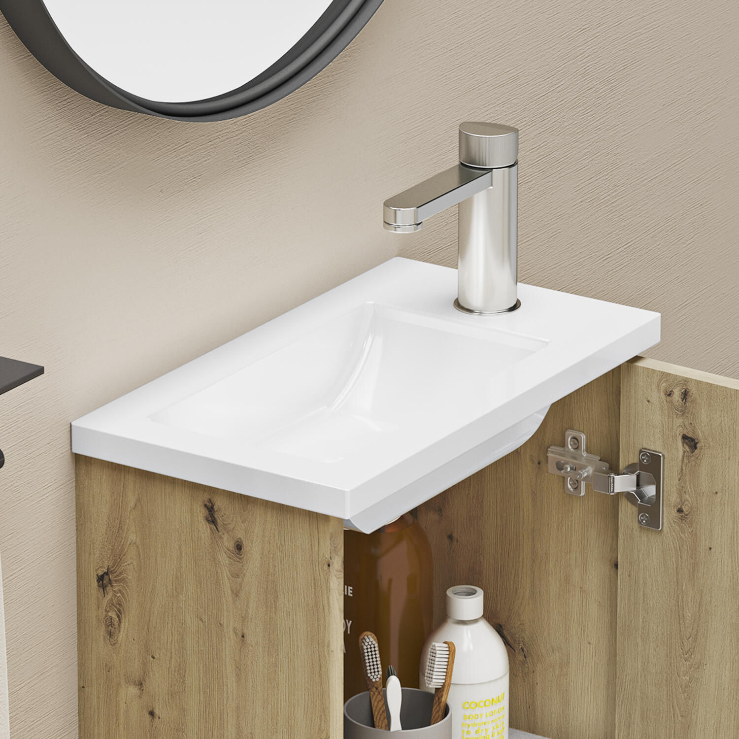 Lave-mains résine blanc l.40 x P.22 cm, Nadia - 4