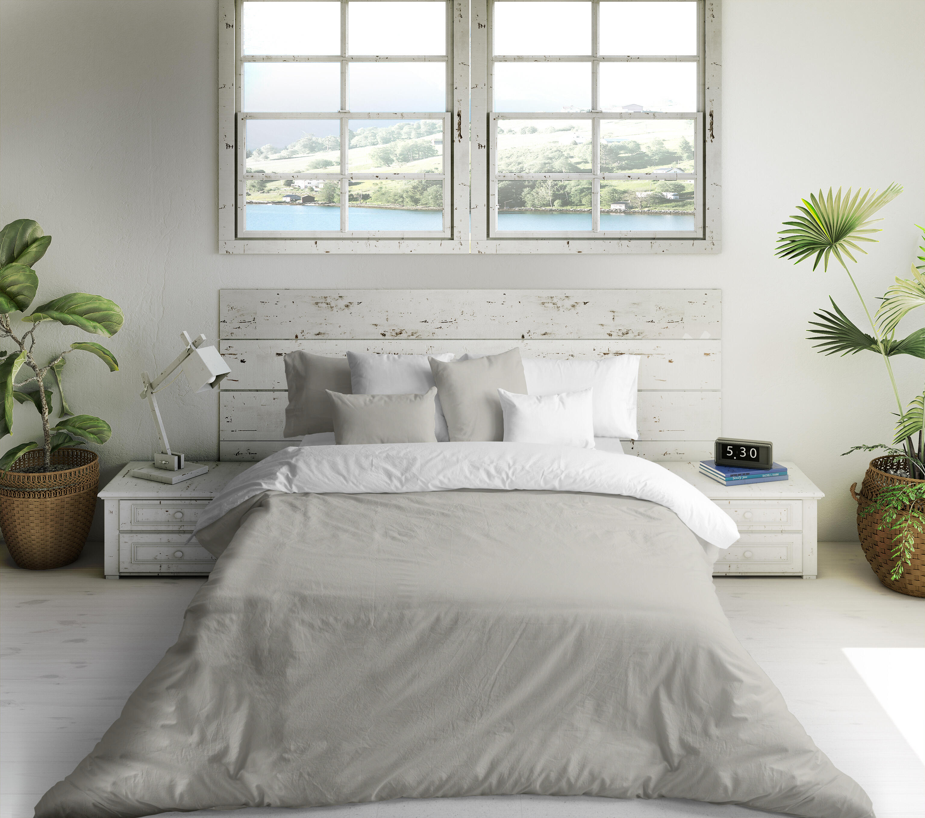 Funda nórdica reversible gris/blanco 240x220 cm para cama de 150 cm - 7
