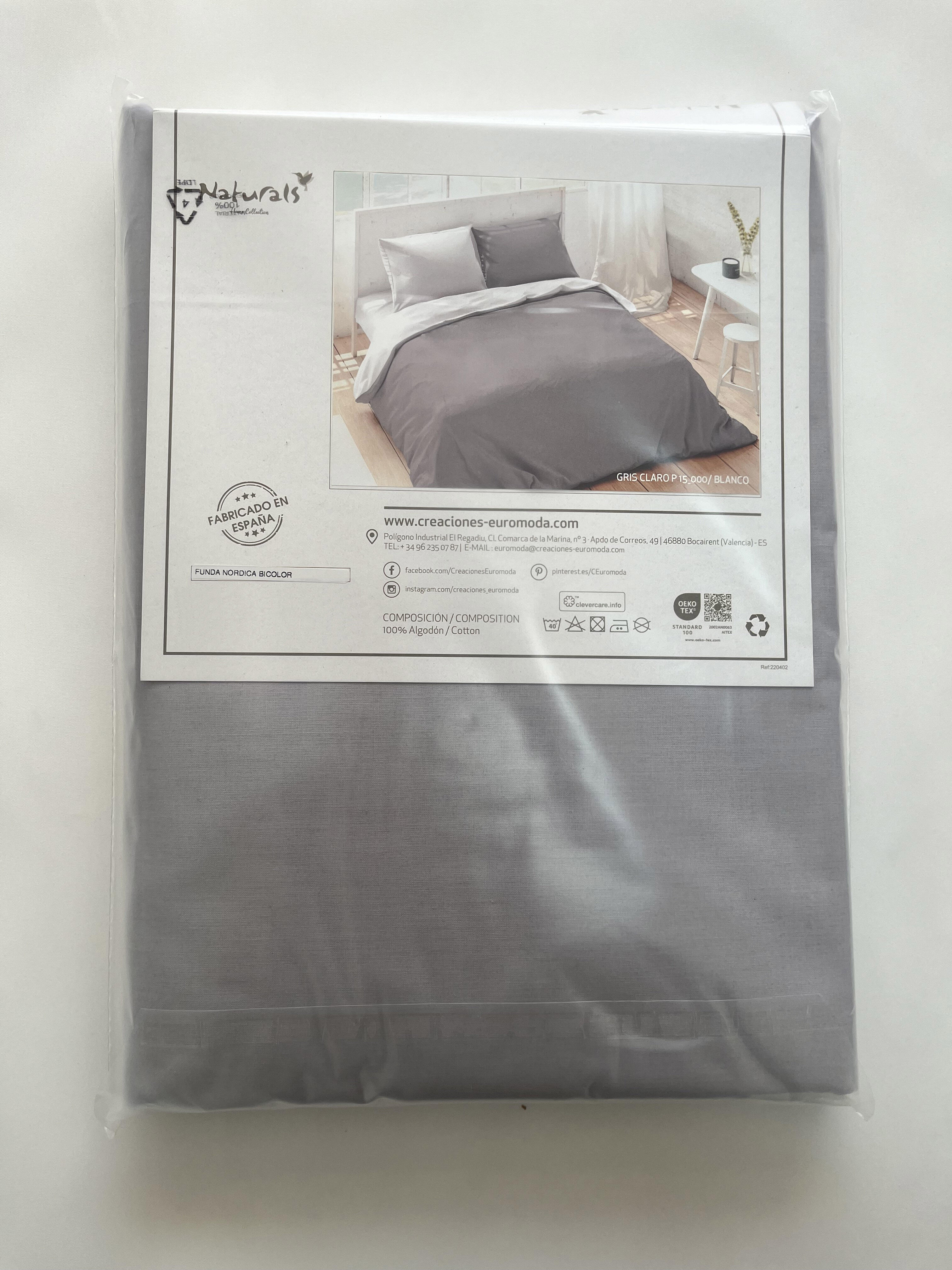 Funda nórdica reversible gris/blanco 240x220 cm para cama de 150 cm - 14