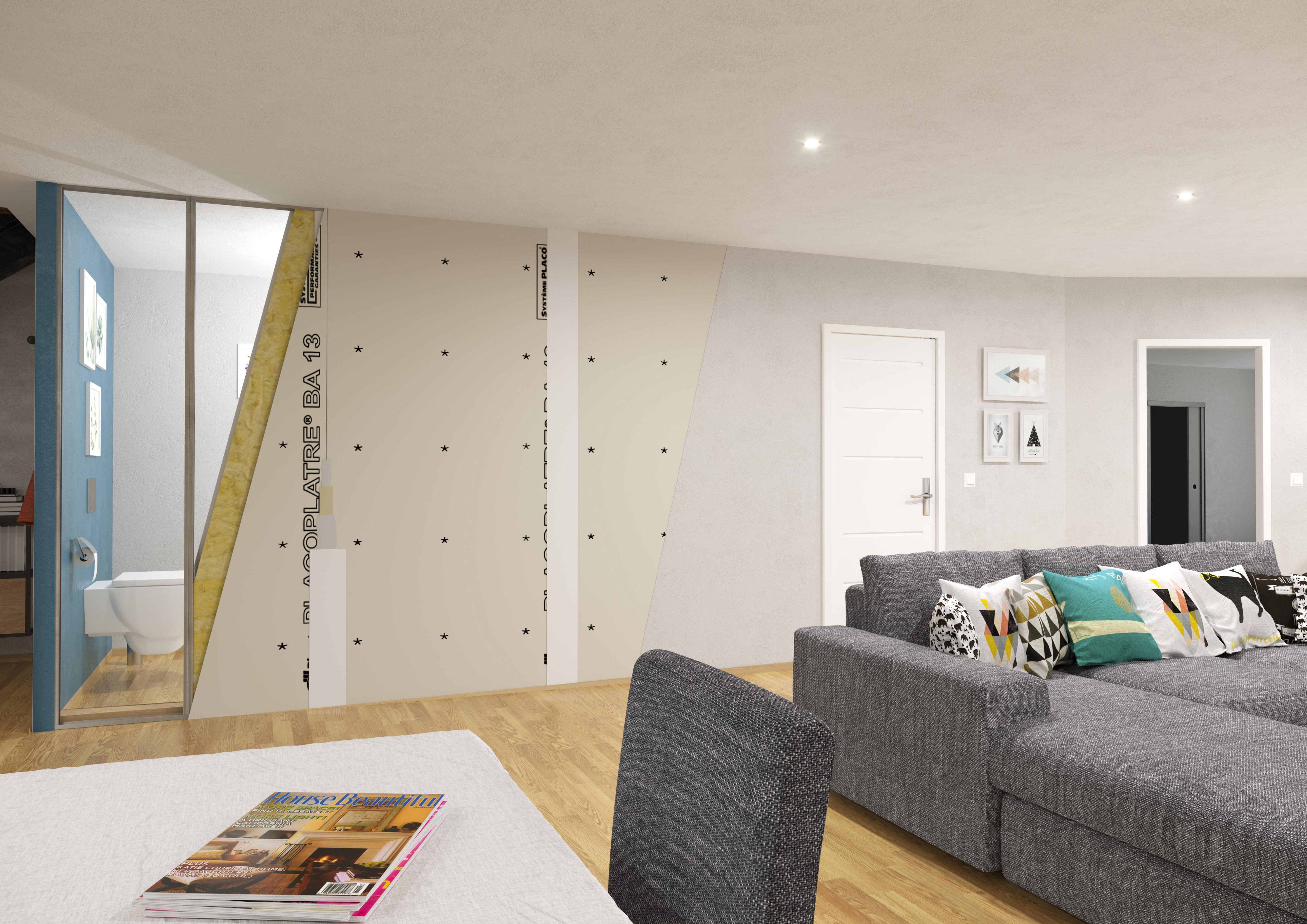 Plaque de plâtre BA13 standard NF H.250 x l.120 cm - PLACOPLATRE - 3