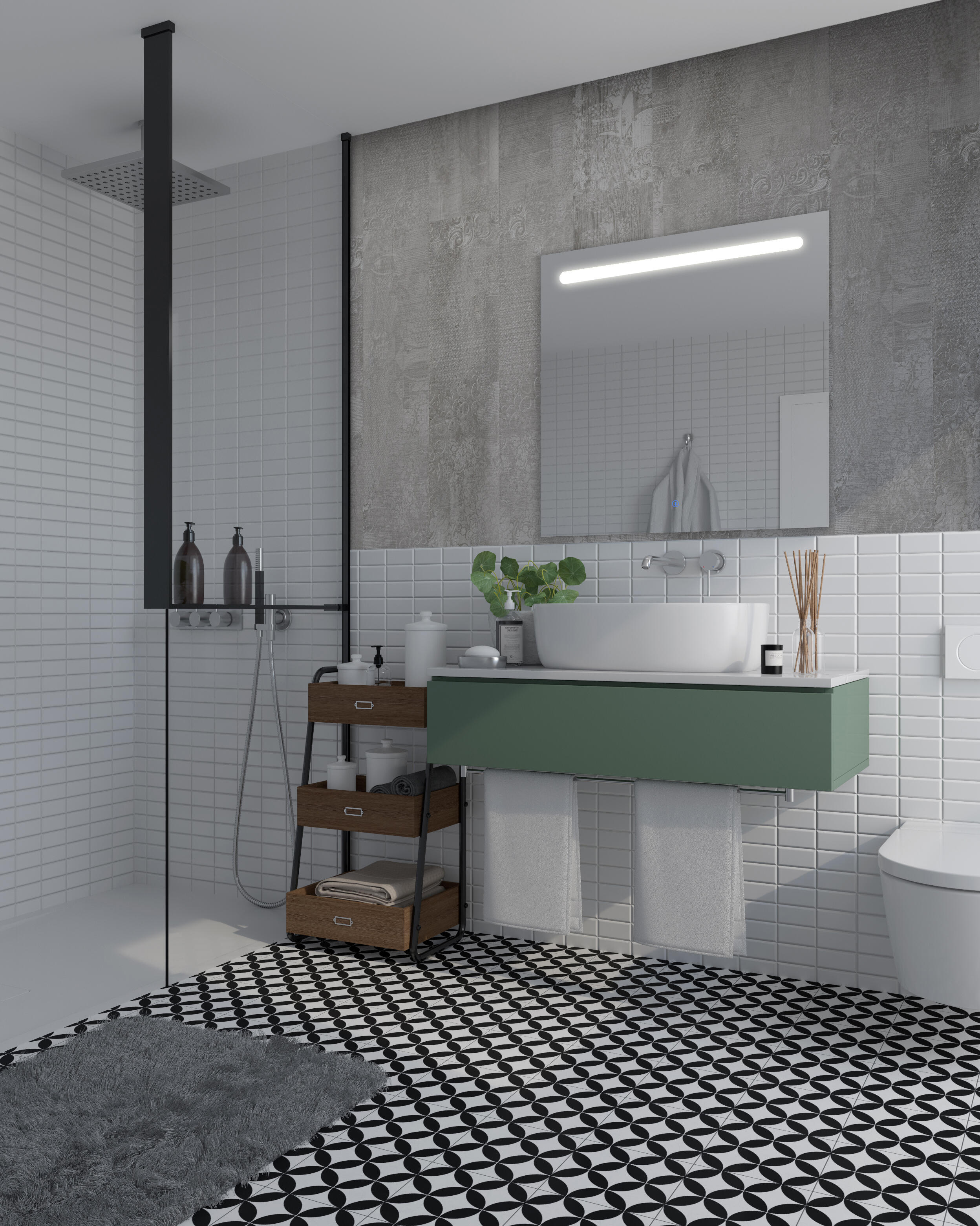 Espejo de baño con luz LED Push