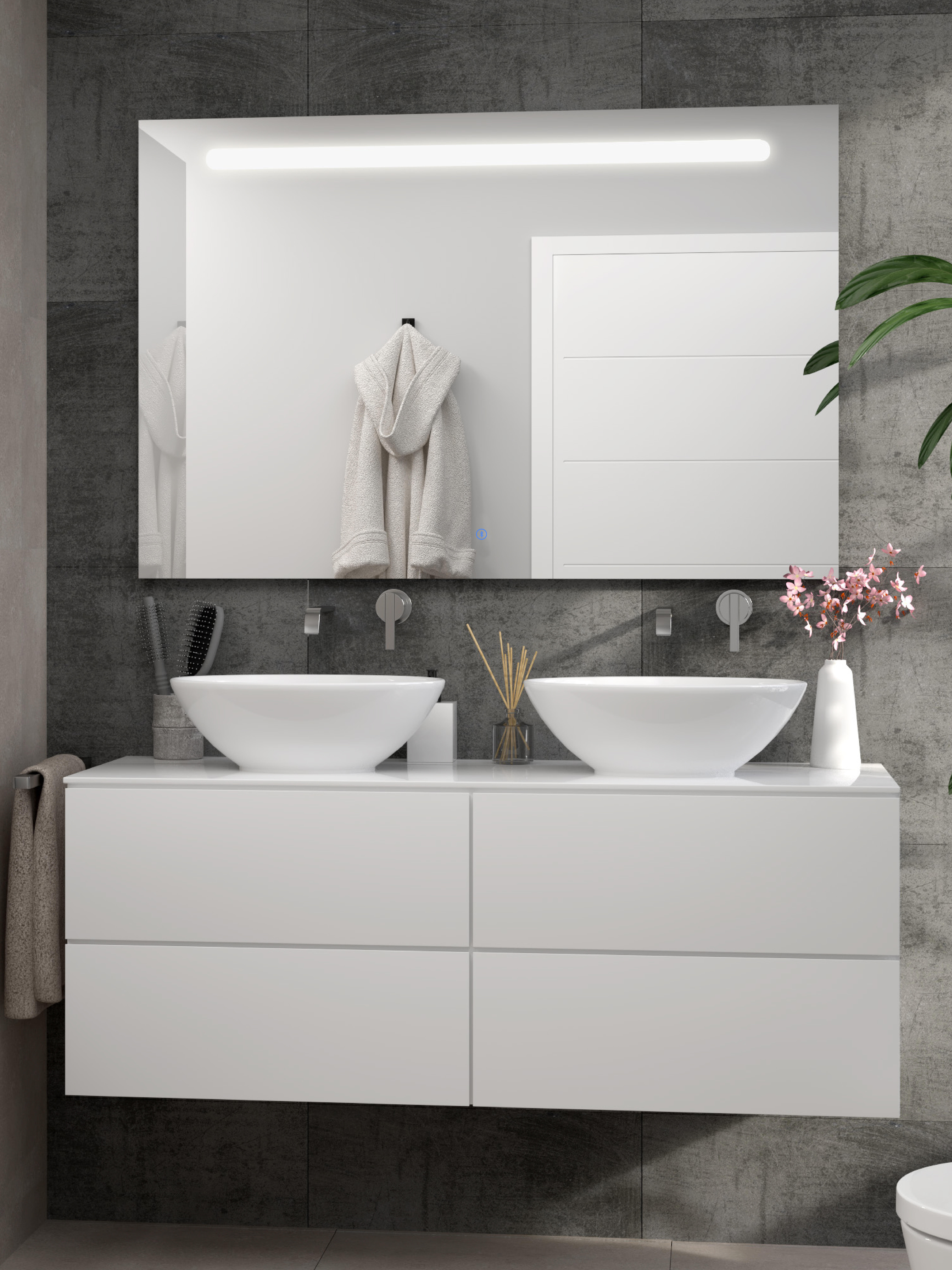 Espejo de baño con luz led pushbluetooth , táctil, altavoz, , bluetooth, 120x80cm