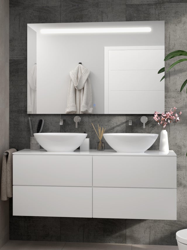 Espejo de baño con luz LED  Push  con antivaho, táctil, altavoz, , bluetooth,  120x80cm