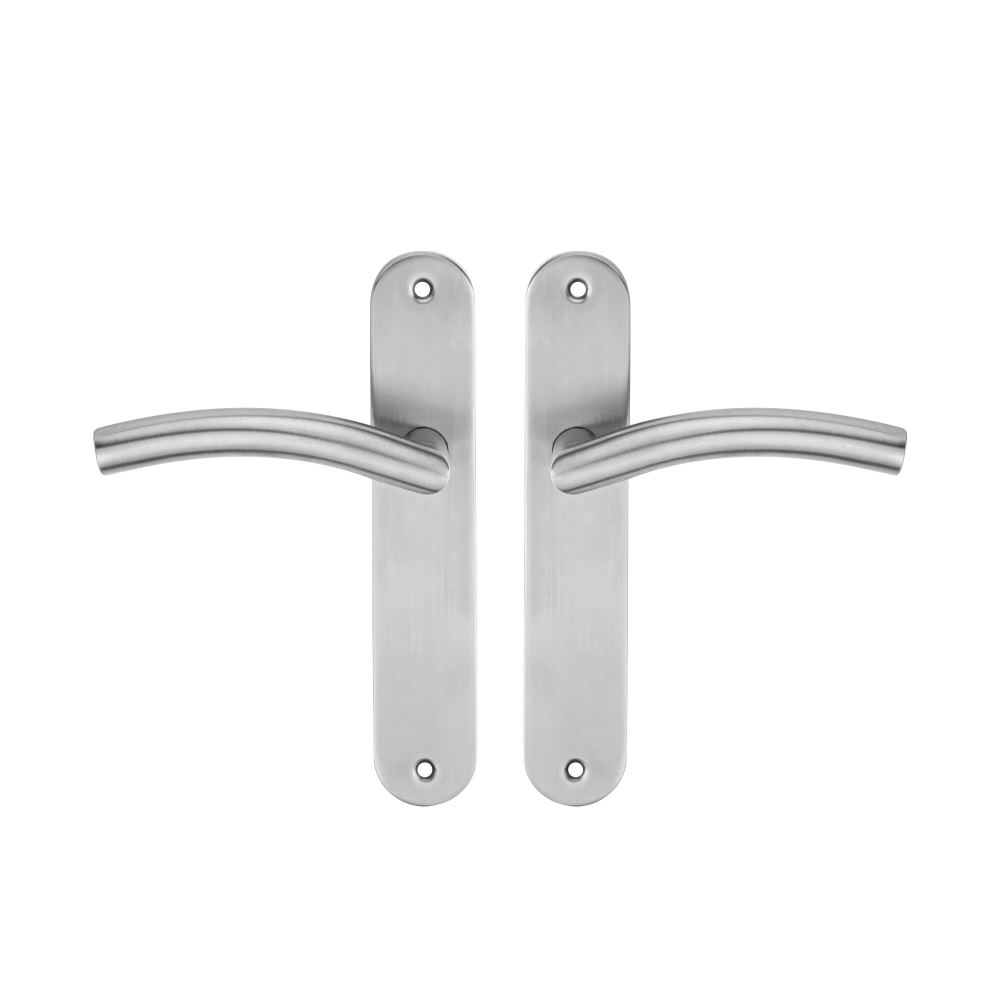 2 poignées sur plaque sans trou Margaud acier inox brillant, entraxe 195 mm - 3