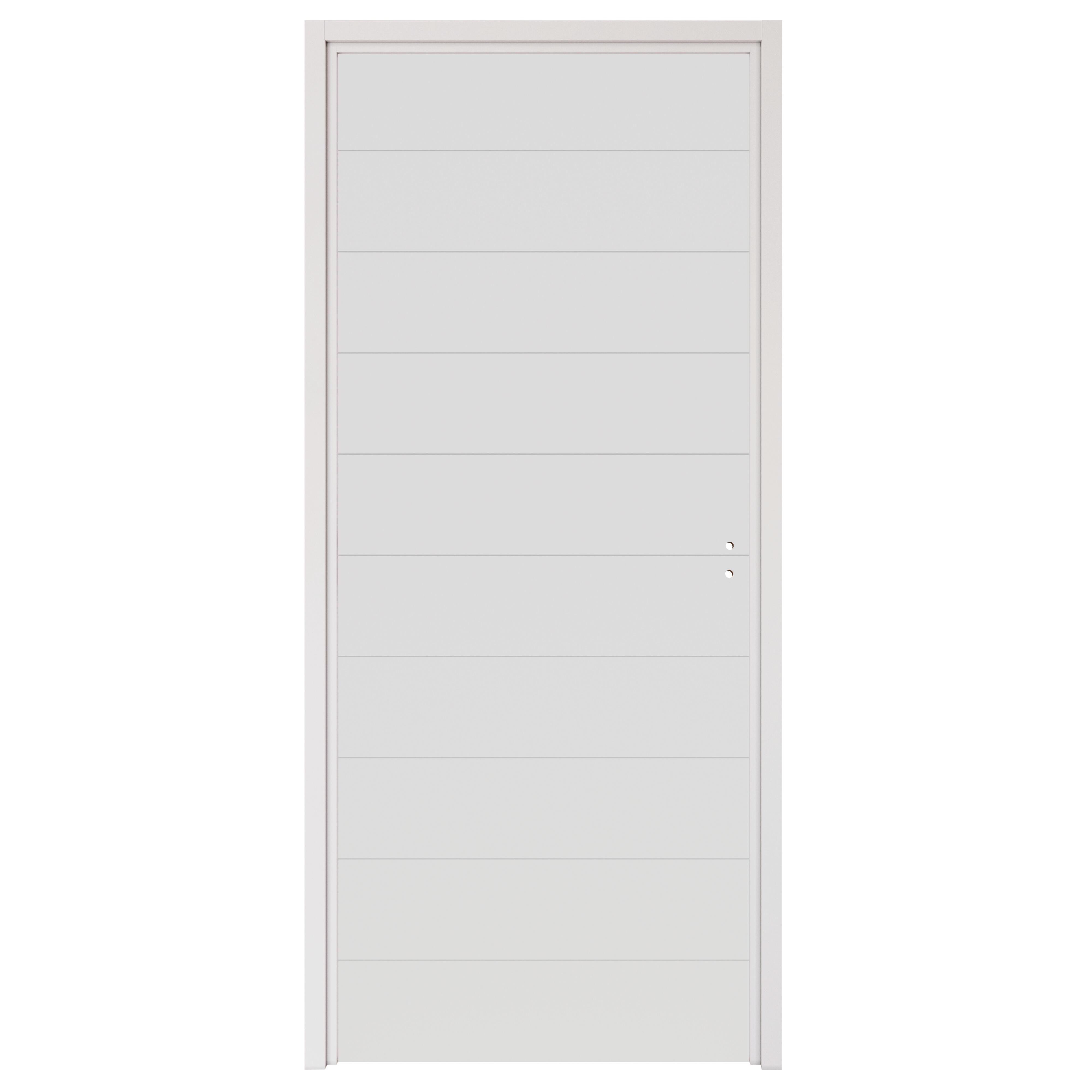 Bloc-porte fin de chantier Lara laquée blanc, H.204 x l.63 cm, réversible