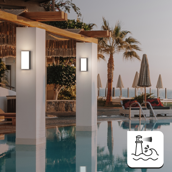 iluminação externa piscina beira mar