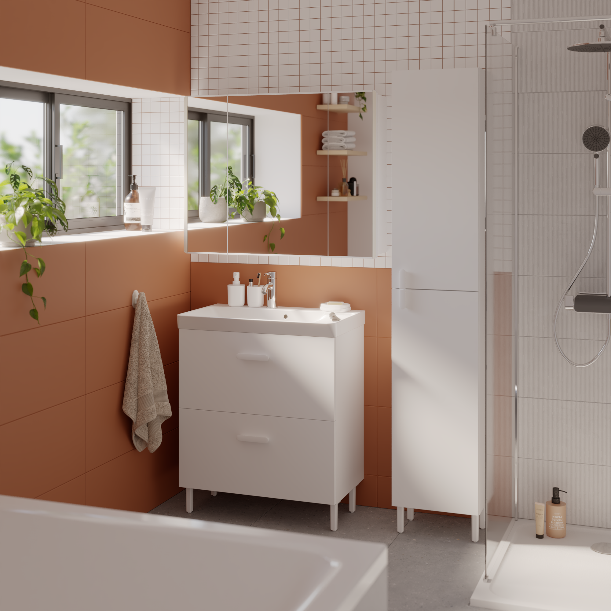 Armoire lumineuse 3p l. 90 cm H. 70.7 cm P. 16 cm, blanc mat Easy, variateur - 2