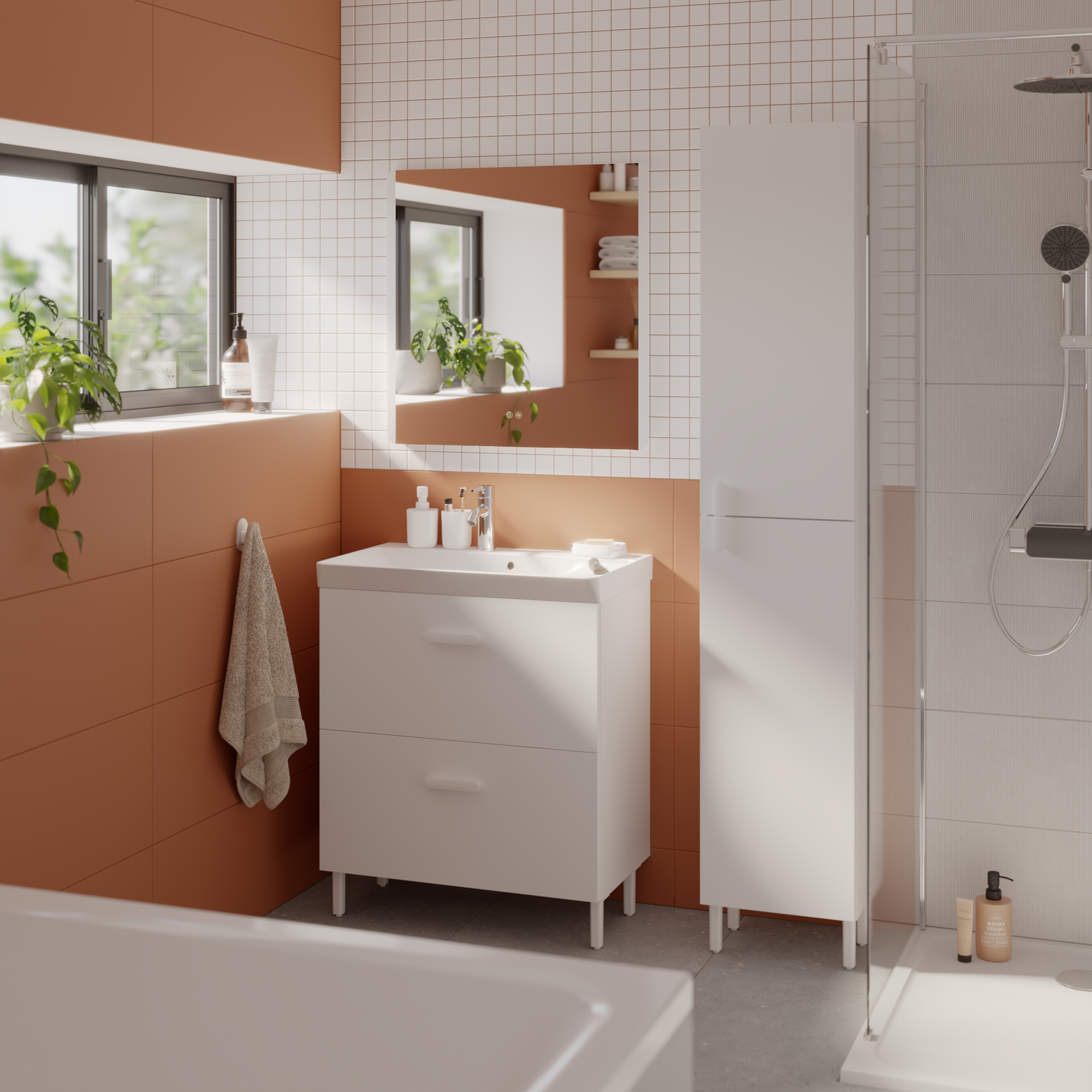 Espejo de baño con luz LED maquillaje,  funcional,  New Easy gris/plata con antivaho, táctil 70x70cm - 4