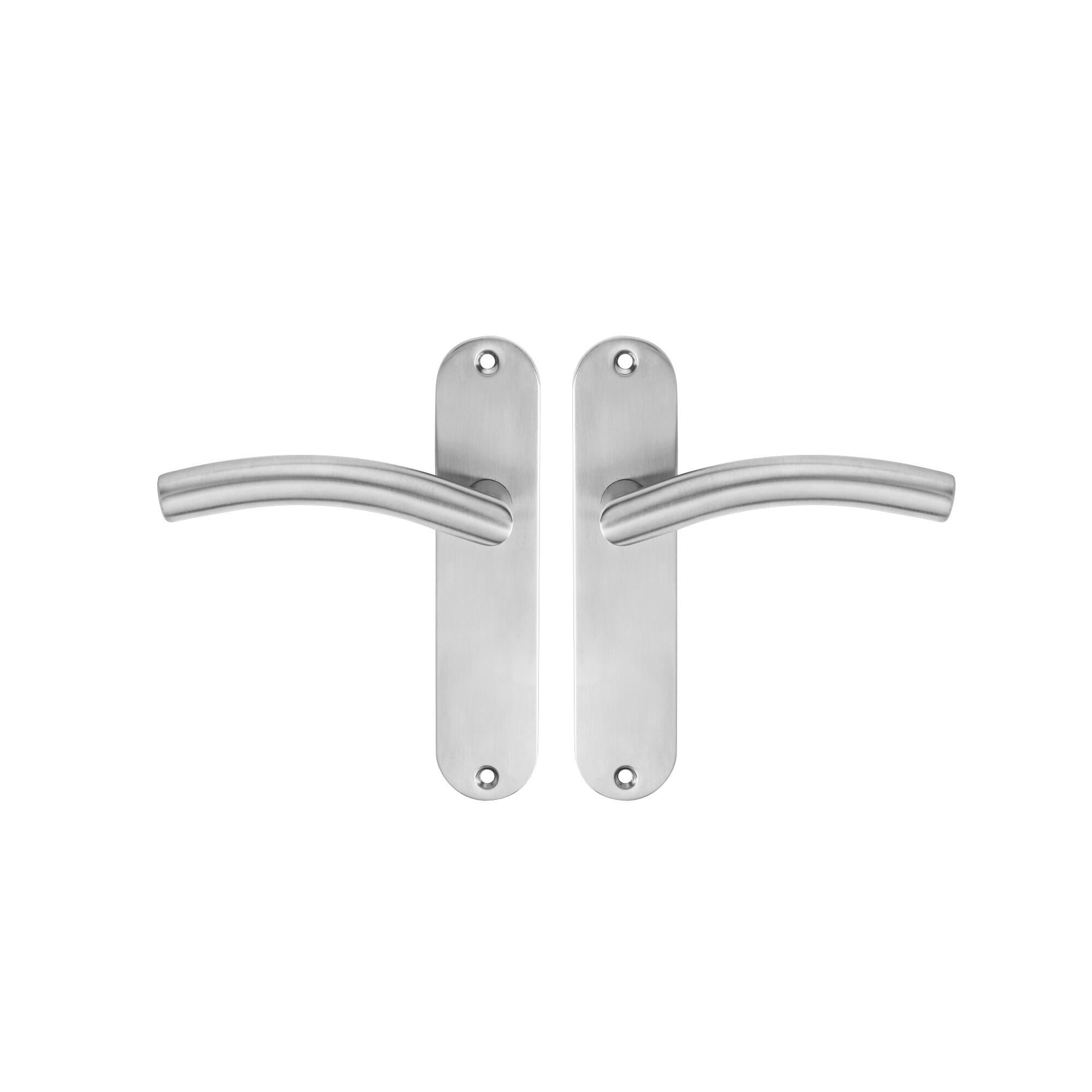 2 poignées sur plaque sans trou Margaud acier nickel brillant, entraxe 165 mm - 2
