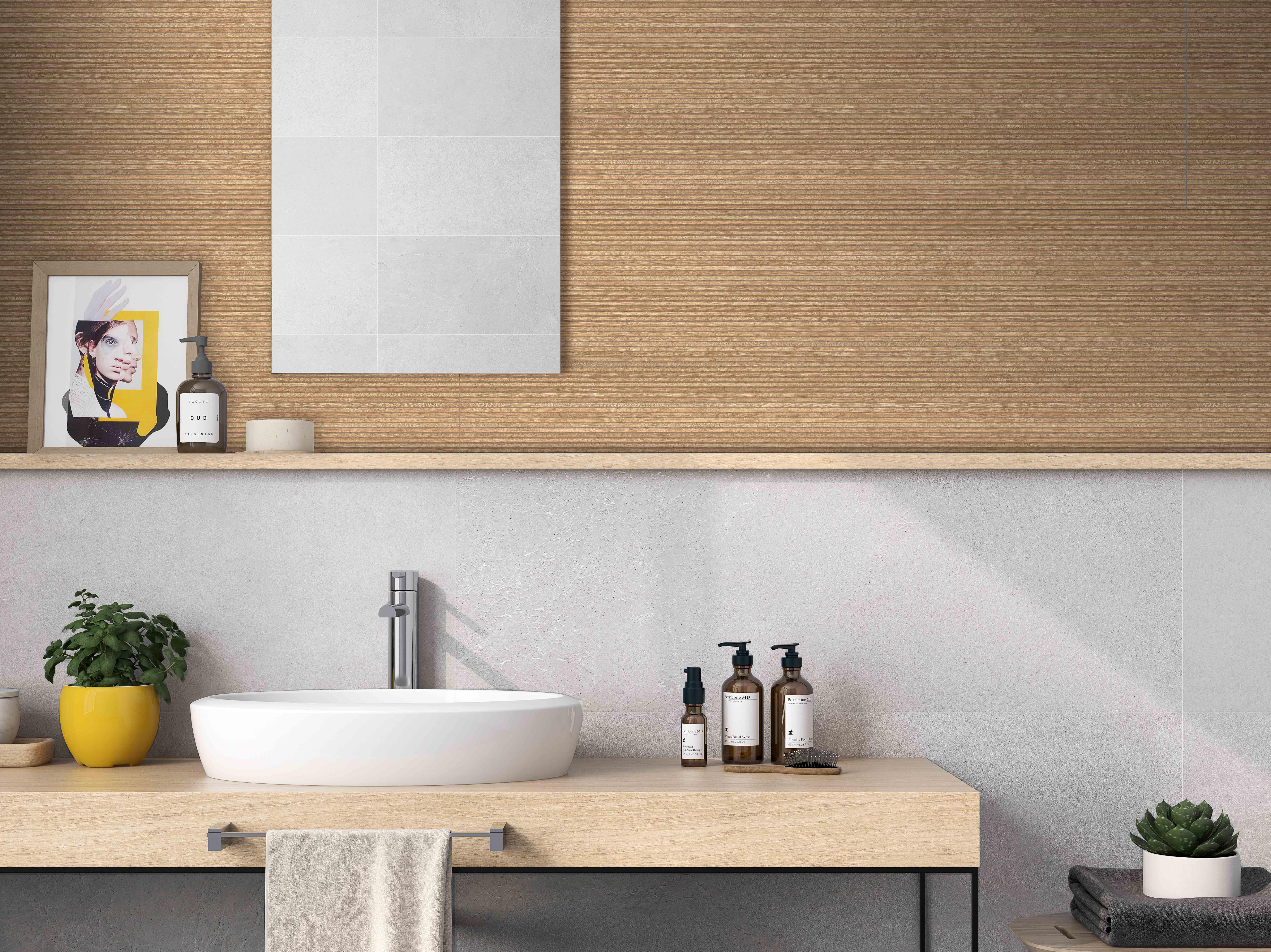 Azulejo cerámico rev new tailor efecto cemento gris roca 40x120 cm roca tiles