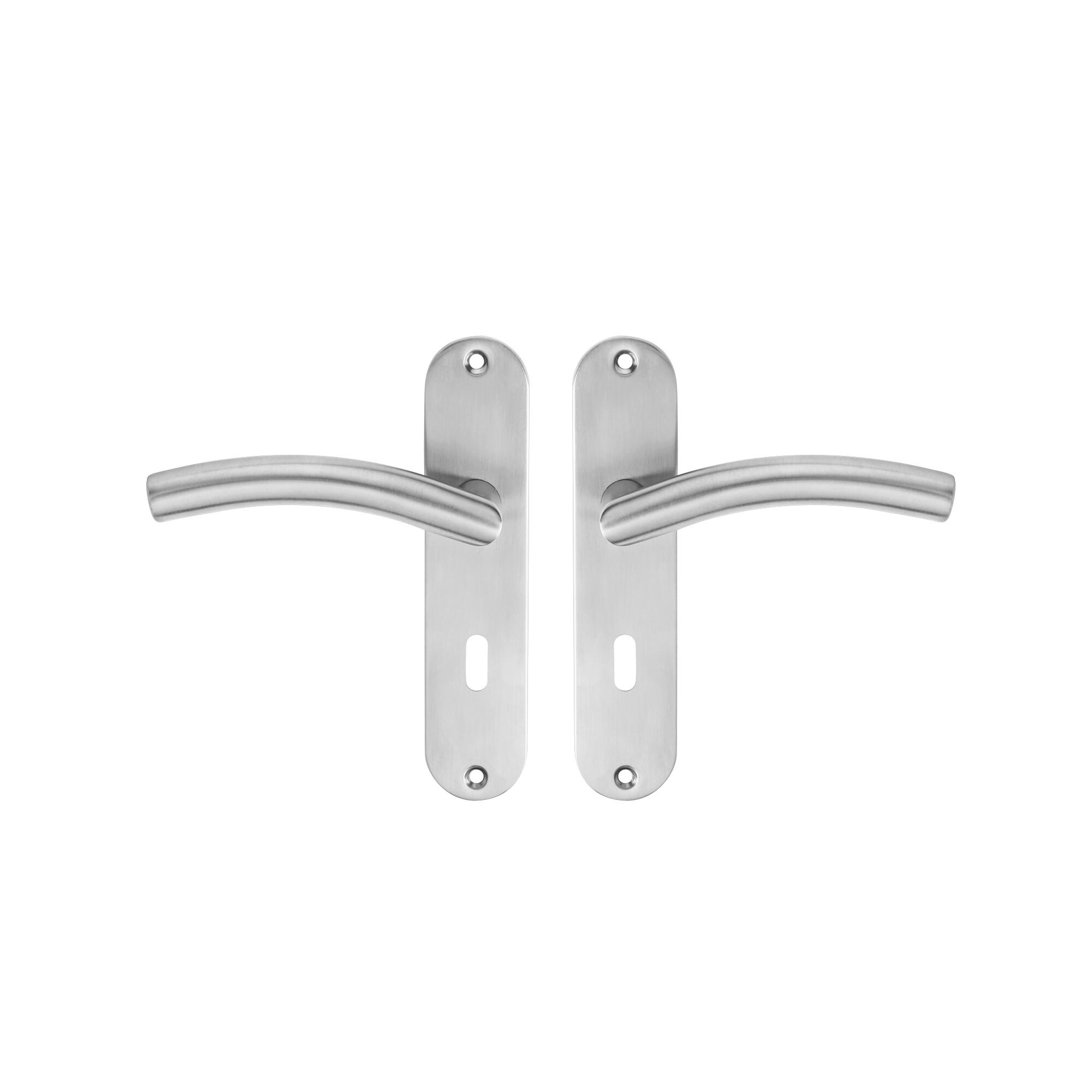 2 poignées sur plaque à clé Margaud acier nickel brillant, entraxe 165 mm - 3
