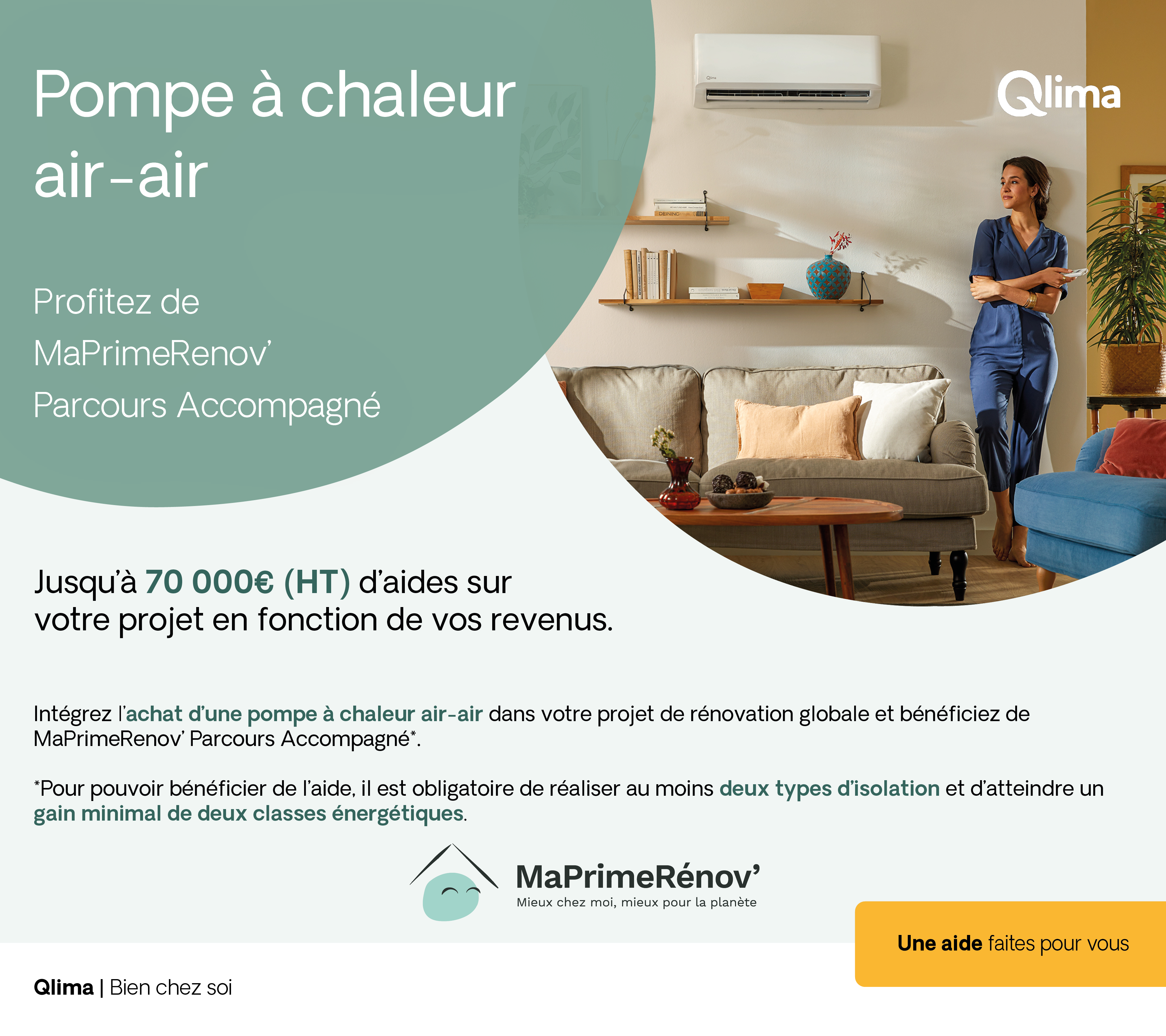 Bénéficiez du soutien de MaPrimeRénov' Parcours accompagné pour l'acquisition d'une pompe à chaleur air-air.  - 5