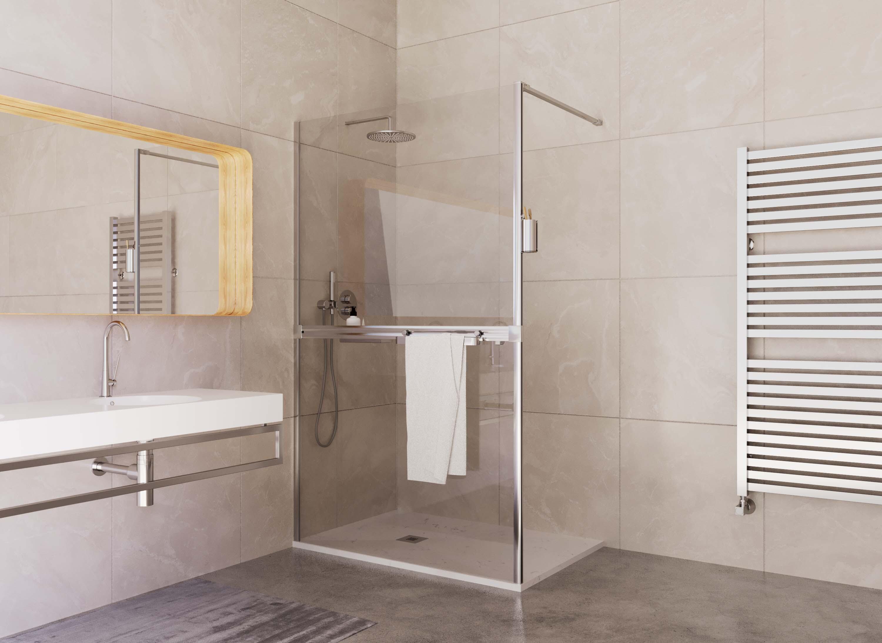 Mampara de ducha fija transparente doppia 2 perfil cromo (90-91)x200 cm 6mm