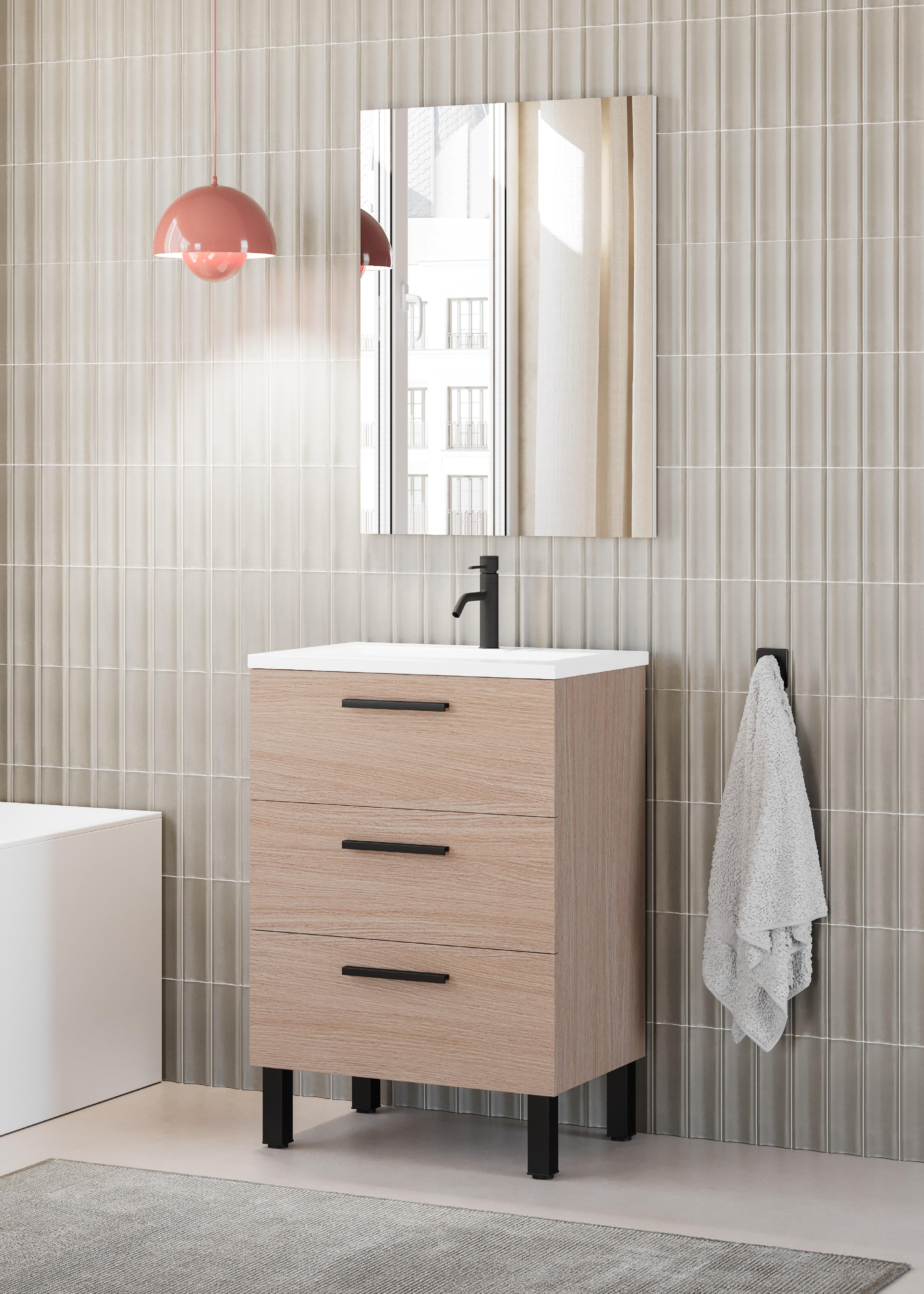Mueble de baño con lavabo madrid roble 60x39 cm