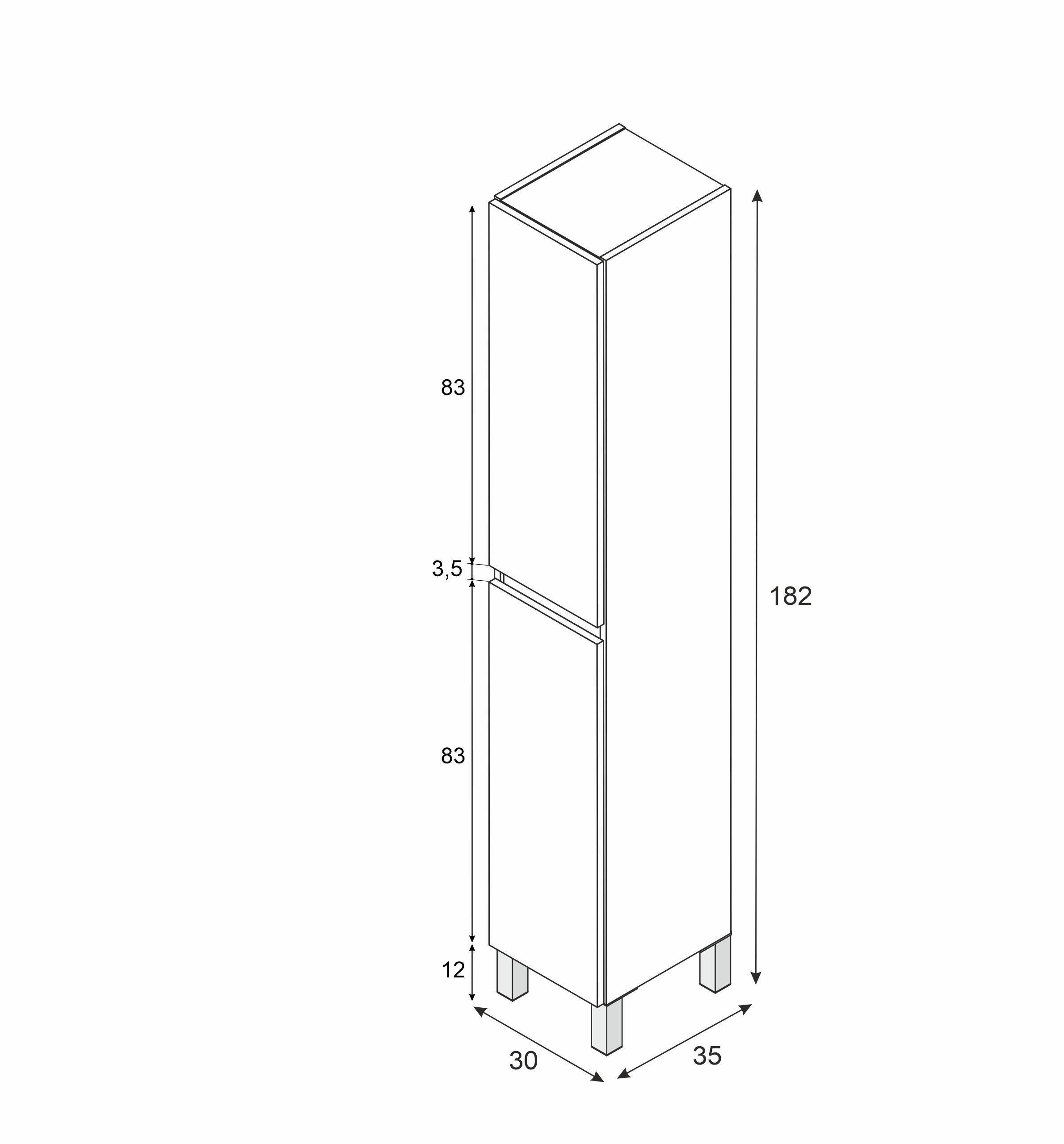 Móvel de arrumação para casa de banho 30x182x35 cm branco Destal - 4