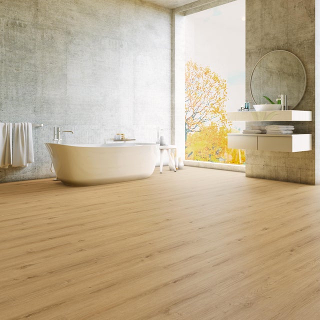 Pavimento laminato effetto legno beige, resistente all'acqua, AC5 classe 33, sp. 7 mm, ARTENS, 2.46 m²