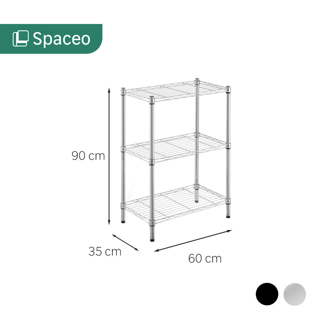 Estante cromada com 3 prateleiras 60x35x90 cm 50 kg Spaceo - 6