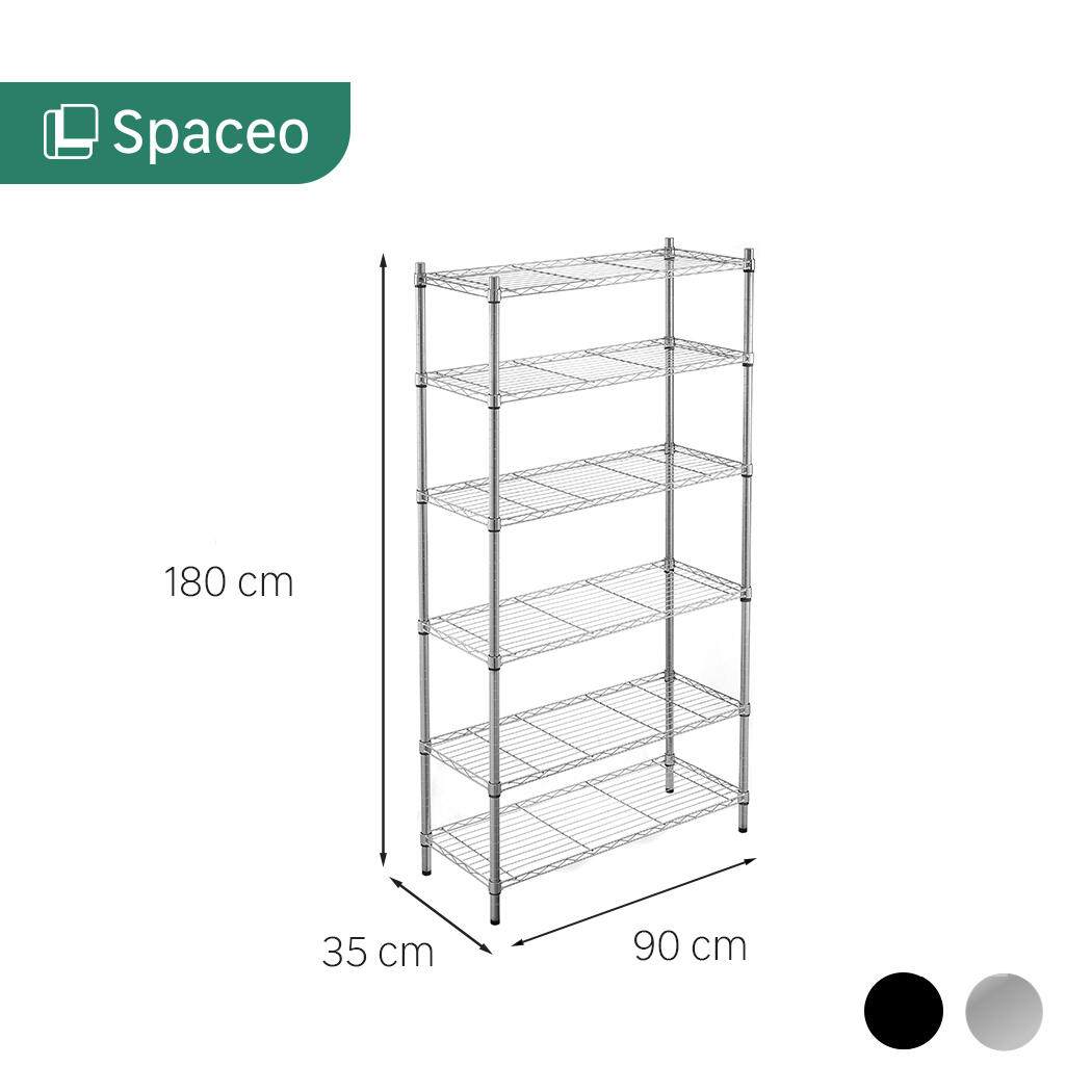 Etagère acier chromé SPACEO 6 tablettes, l.90 x H.180 x P.35 cm - 3