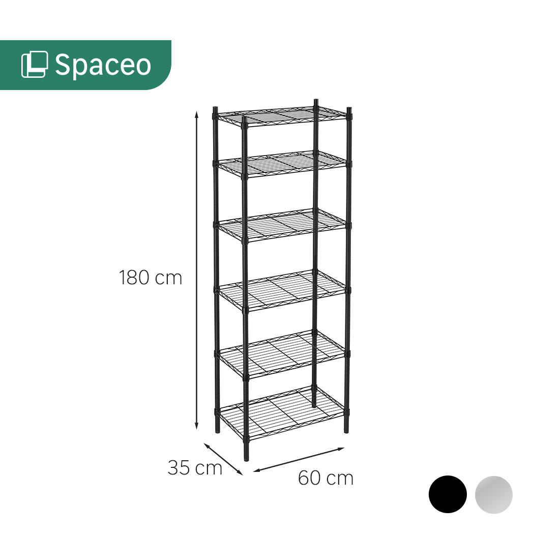 Etagère acier chromé noir SPACEO 1 tablette,l.60 x H.180 x P.35 cm - 3