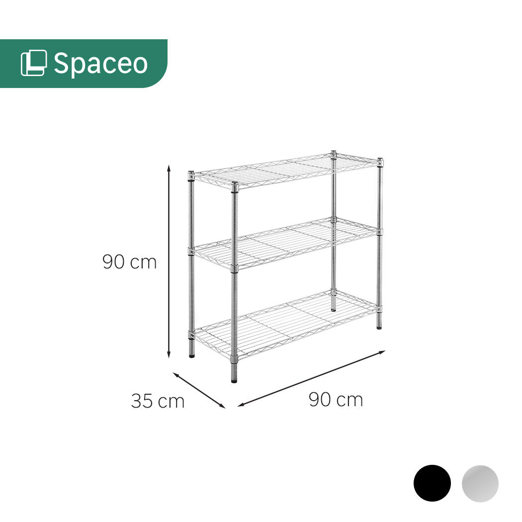 Etagère acier chromé SPACEO 3 tablettes, l.90 x H.90 x P.35 cm - 4