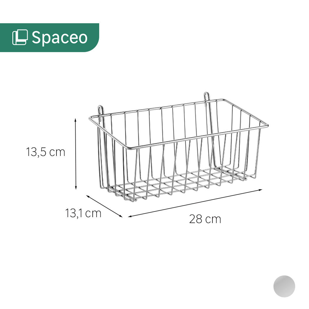 Cesto M cromado para estante cromada 26,7x13,1x12 cm Spaceo - 6